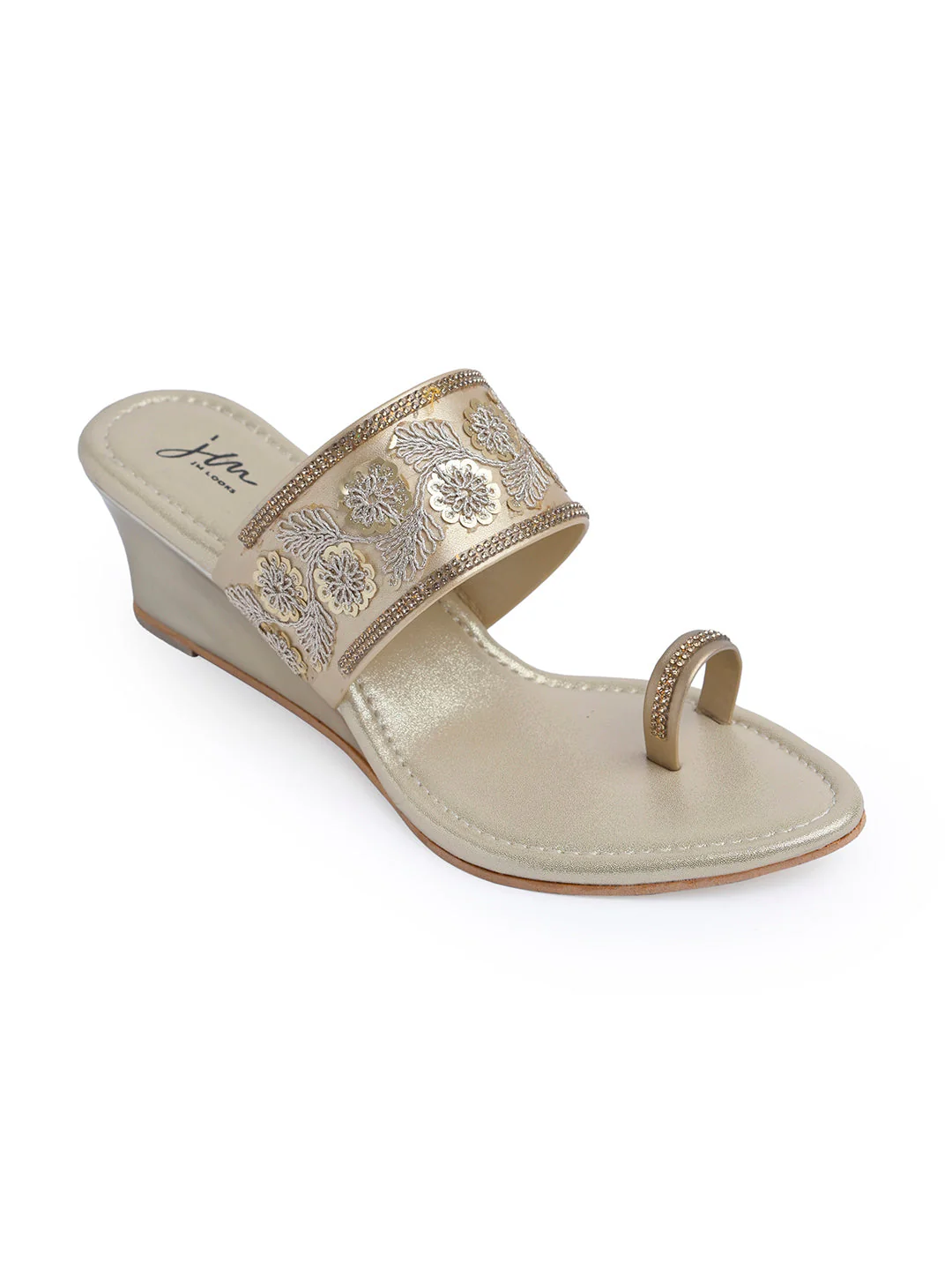 Jm Looks Women Embroidered Wedge Sandals  With A Toe Ring - Image 23