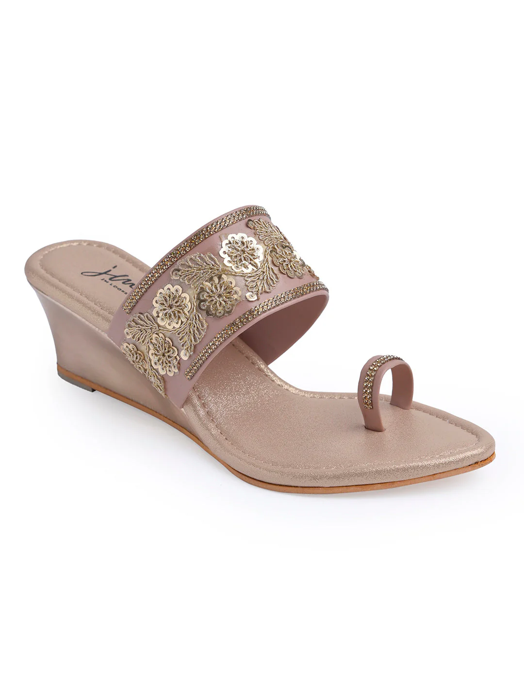 Jm Looks Women Embroidered Wedge Sandals  With A Toe Ring - Image 7