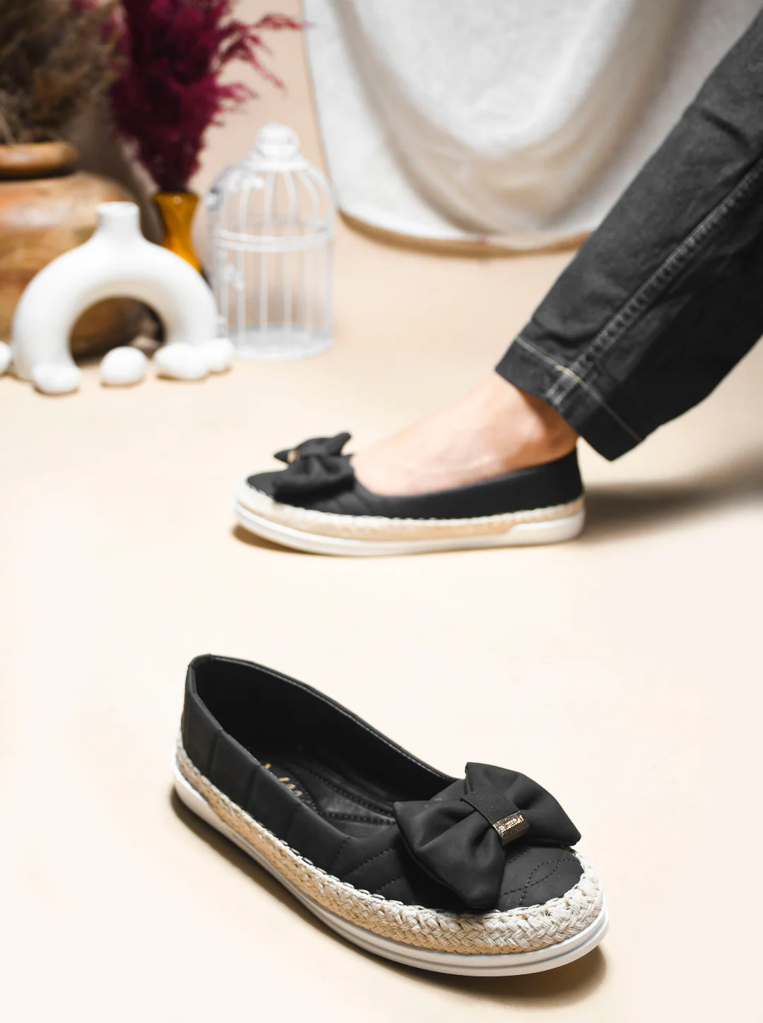 JM Looks Quilted Espadrille Bow Loafers - Image 15