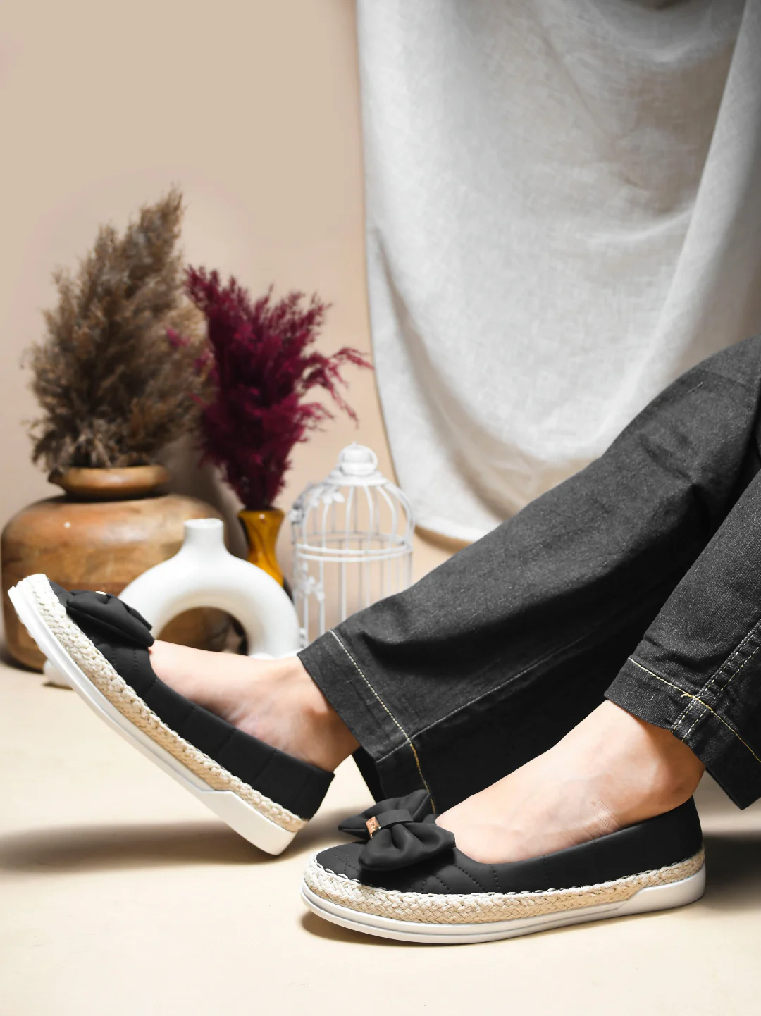 JM Looks Quilted Espadrille Bow Loafers - Image 16