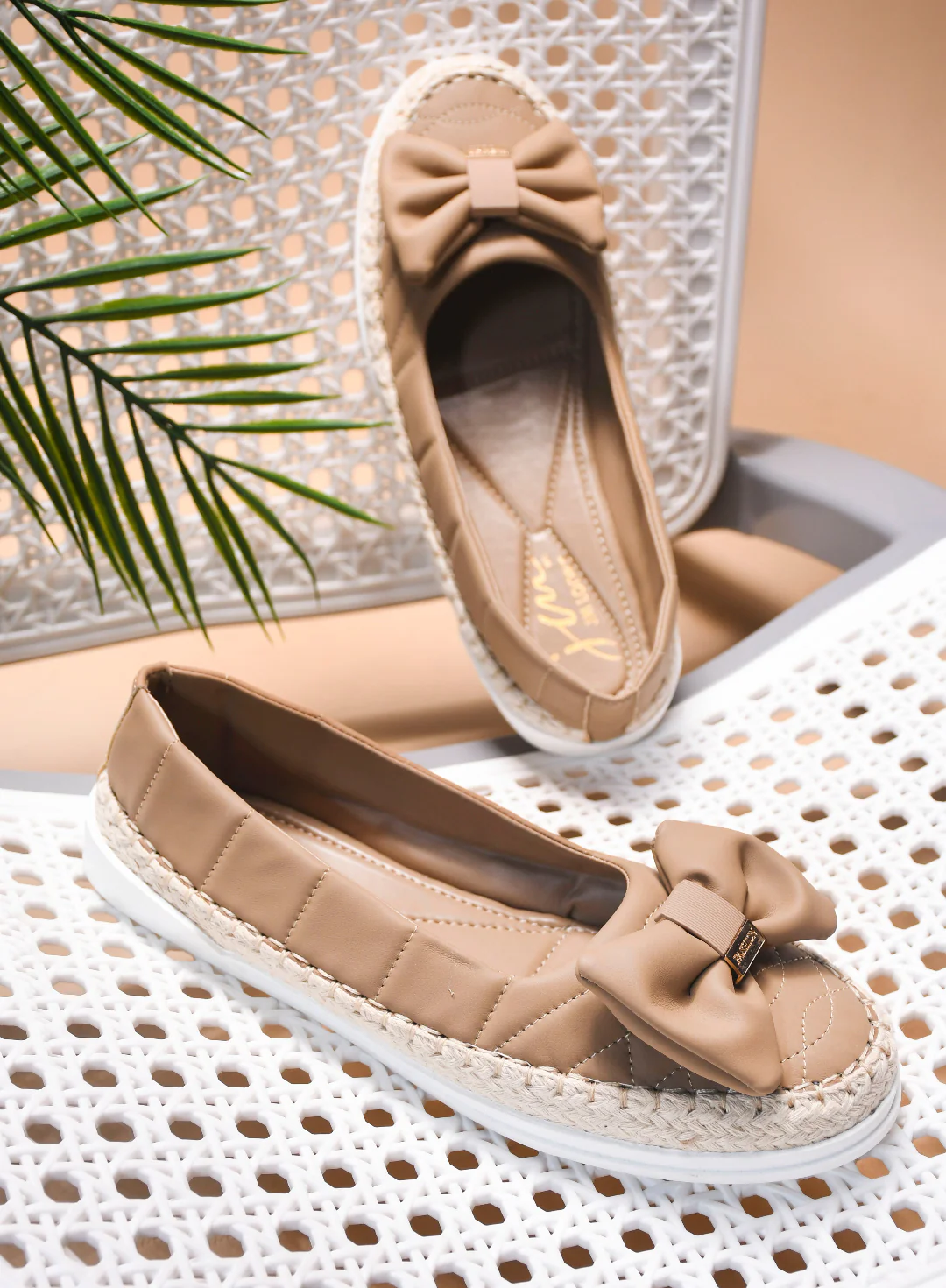 JM Looks Quilted Espadrille Bow Loafers - Image 3