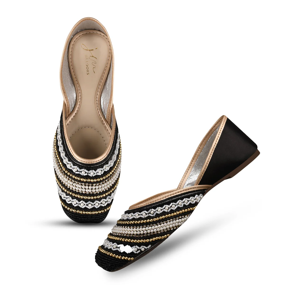 Jm Looks Embellished Pearl & Bead Juttis - Image 6