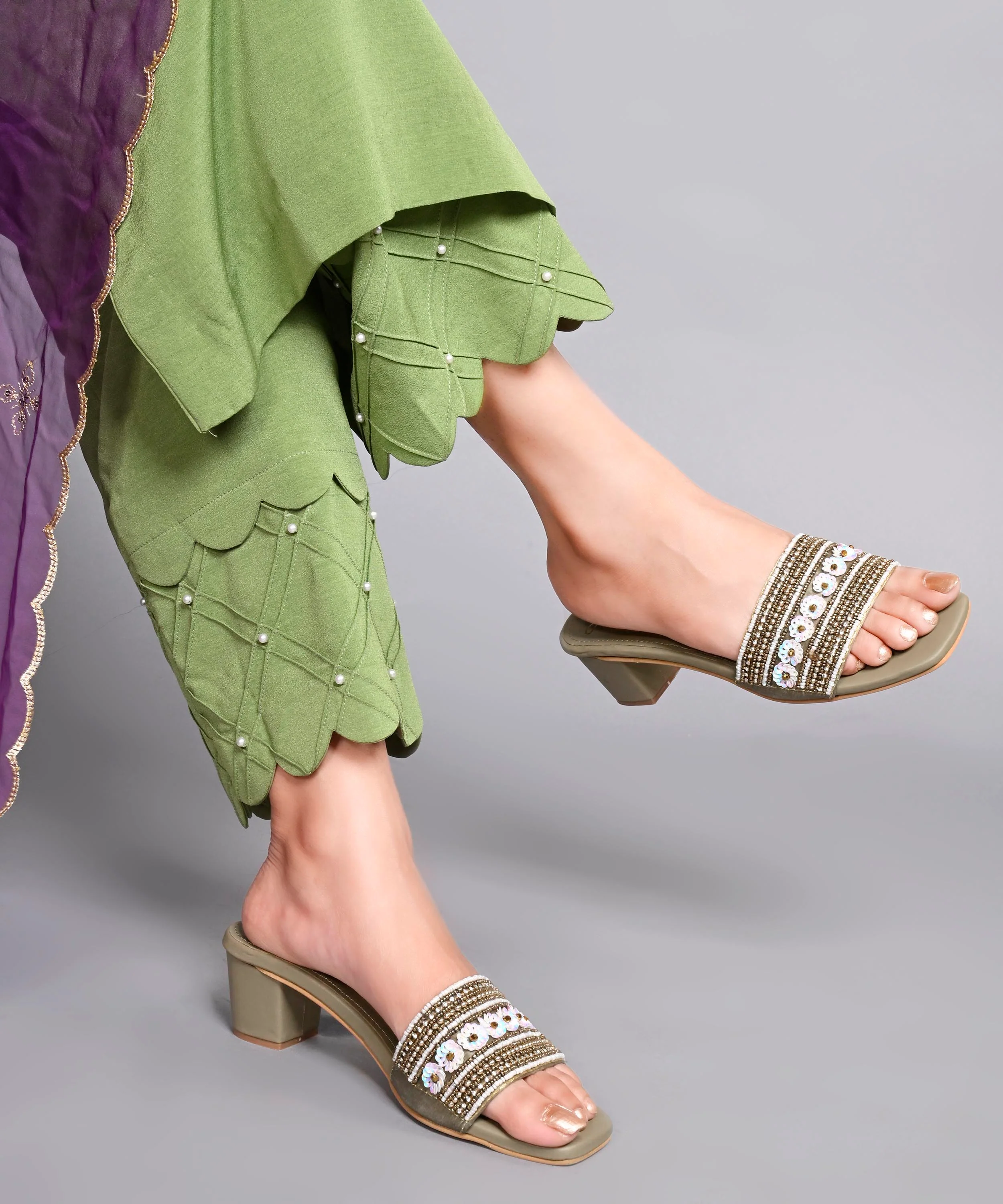 Ethnic Embroidered Open Toe Mules Sandals - Image 3