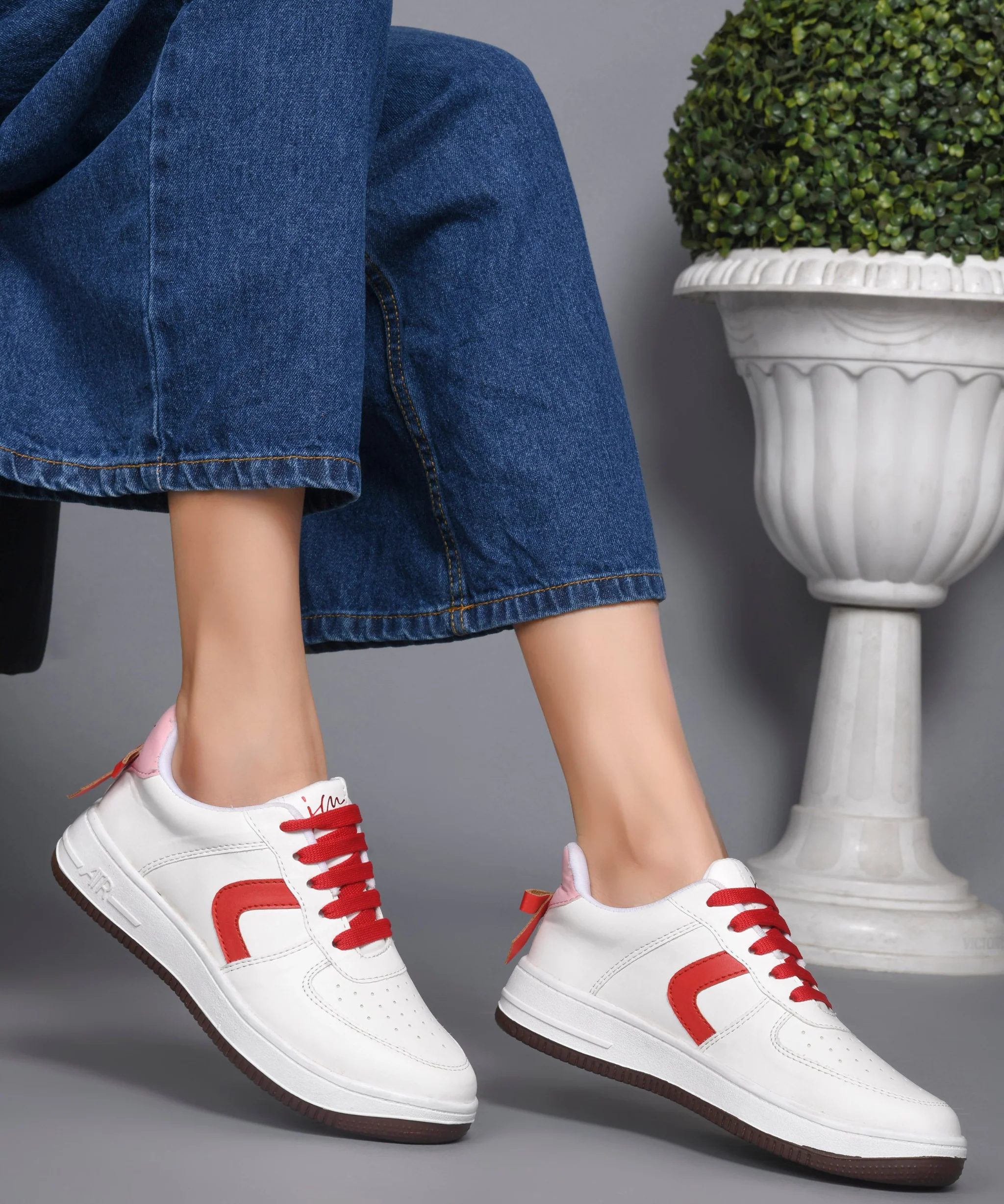 Women's Low Top Lace-Up Bow Casual Sneakers with Perforated Detailing - Image 15