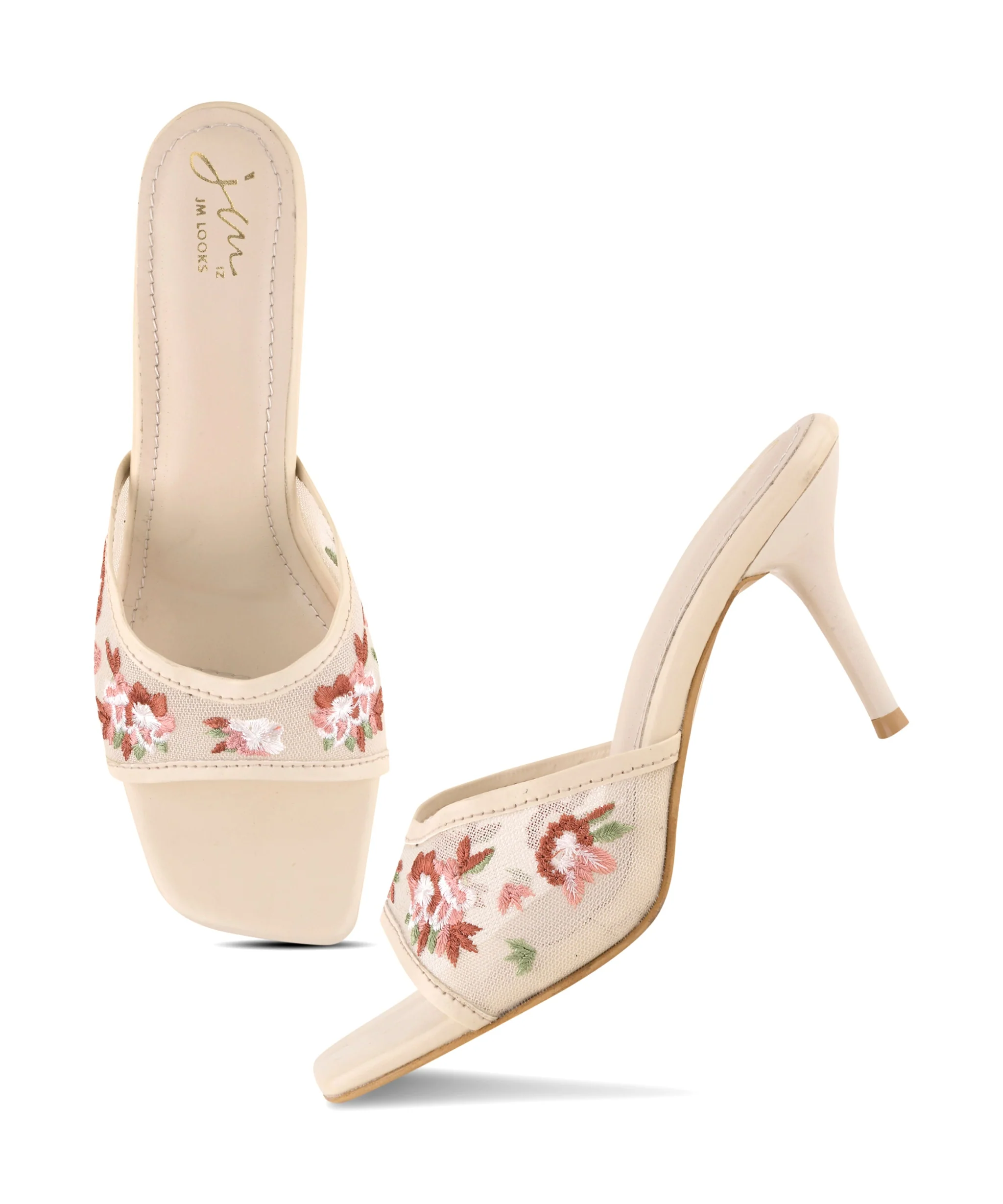Fashion Floral Detail Slip-On Heels - Image 11