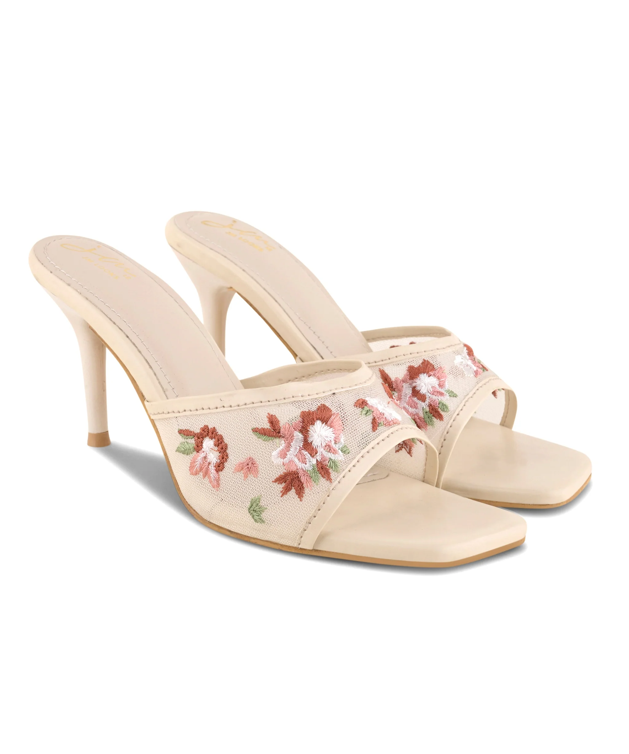Fashion Floral Detail Slip-On Heels - Image 12