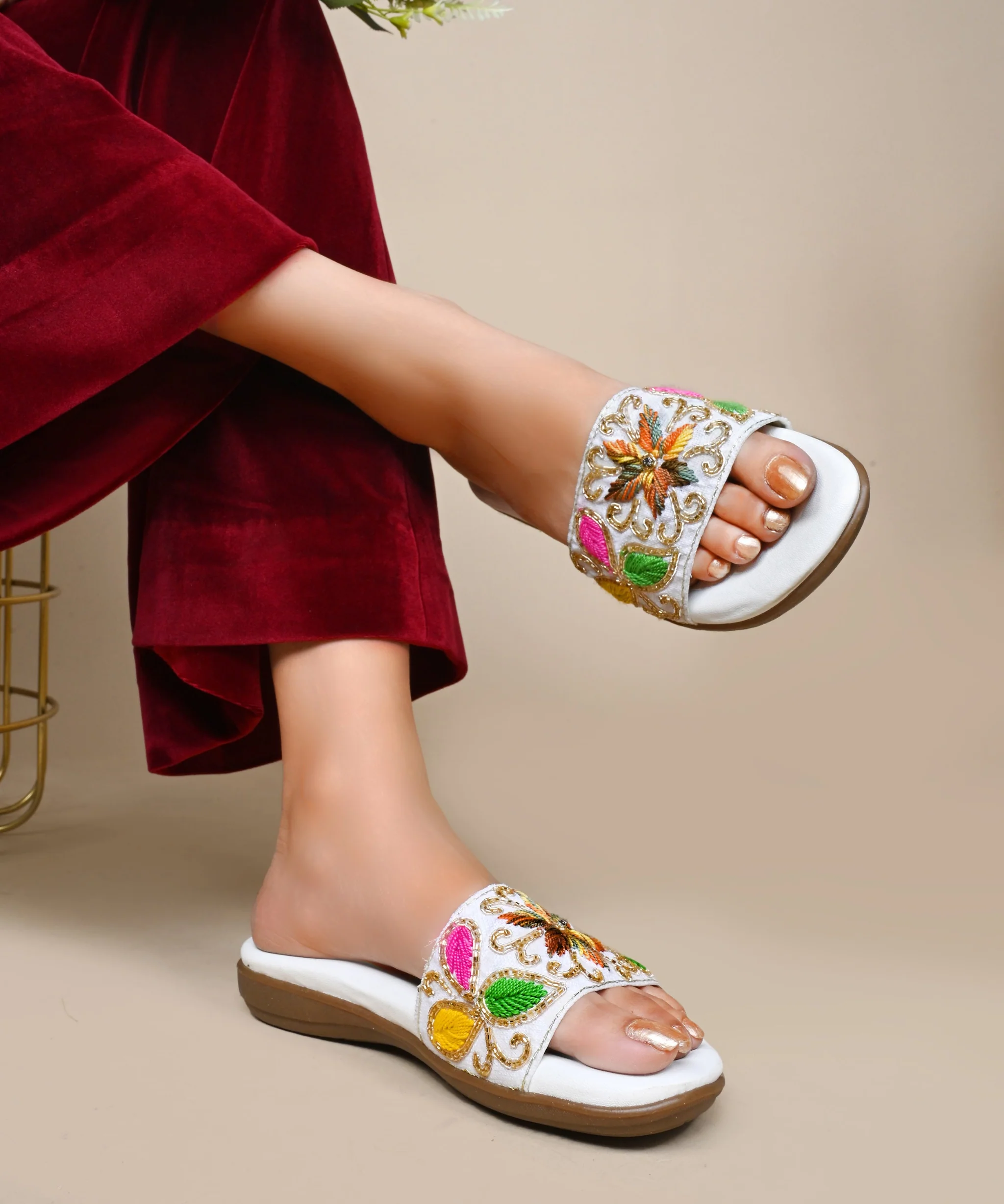 Festive Wear Handmade Embroidered Flats - Image 16