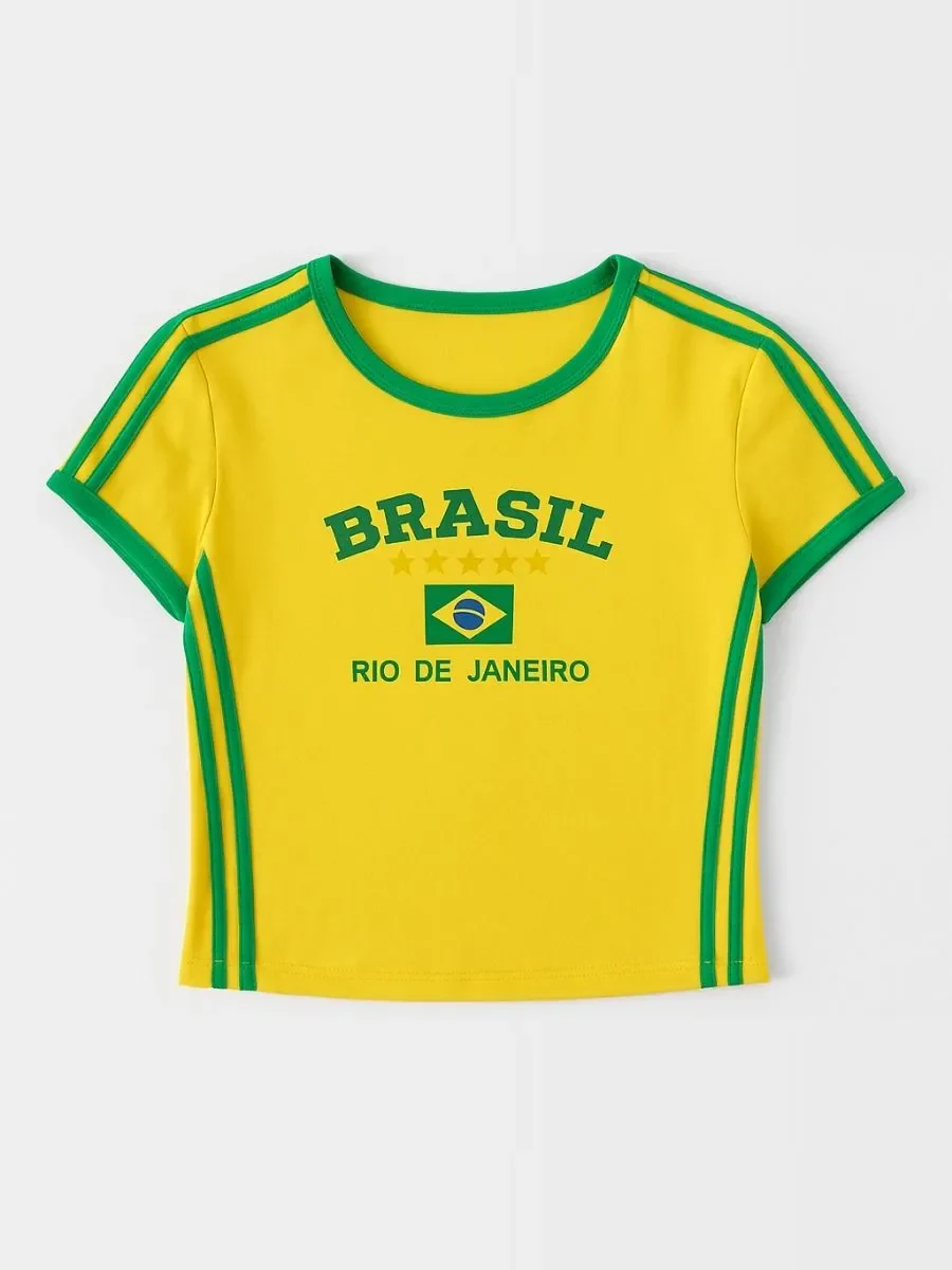 Fitted Cropped T-Shirt With Print - Image 11