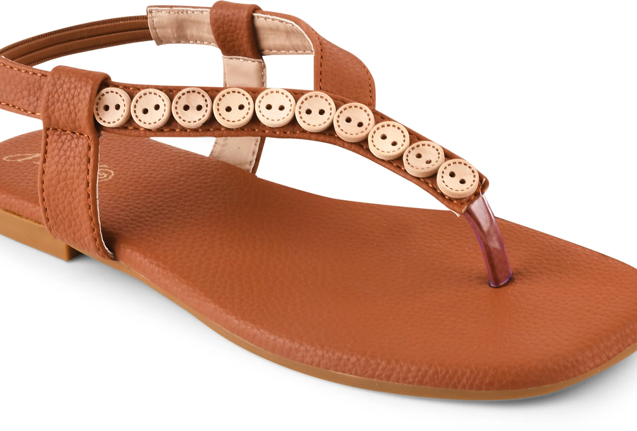 JM Looks Women's Button Embellished Flat Thong Sandals with Slingback Strap" - Image 12