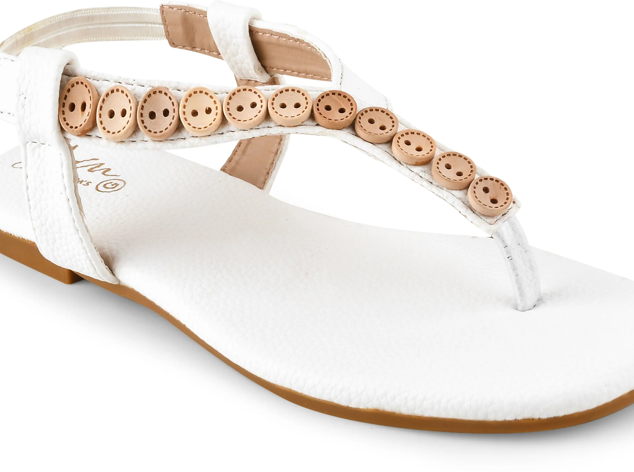 JM Looks Women's Button Embellished Flat Thong Sandals with Slingback Strap" - Image 18