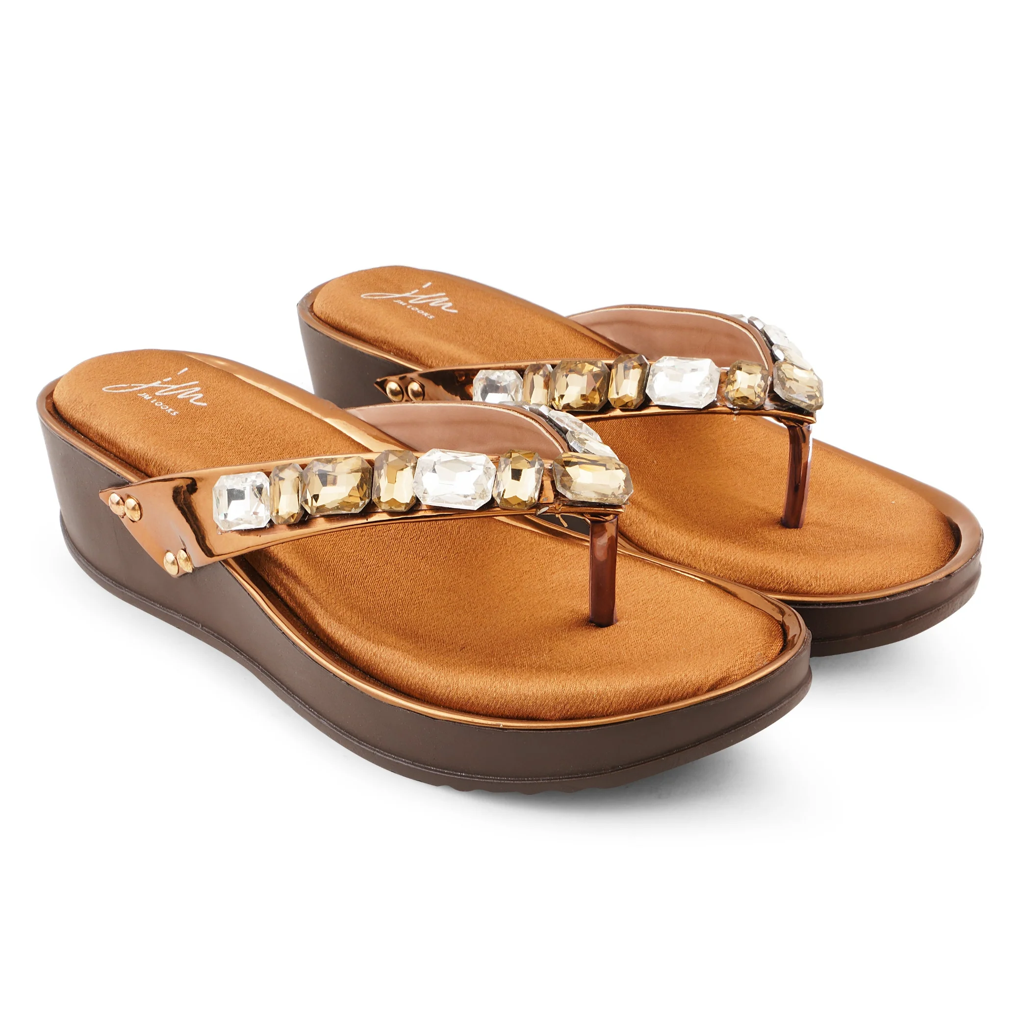 Jm Looks Embellished Wedge Thong Sandals - Image 5