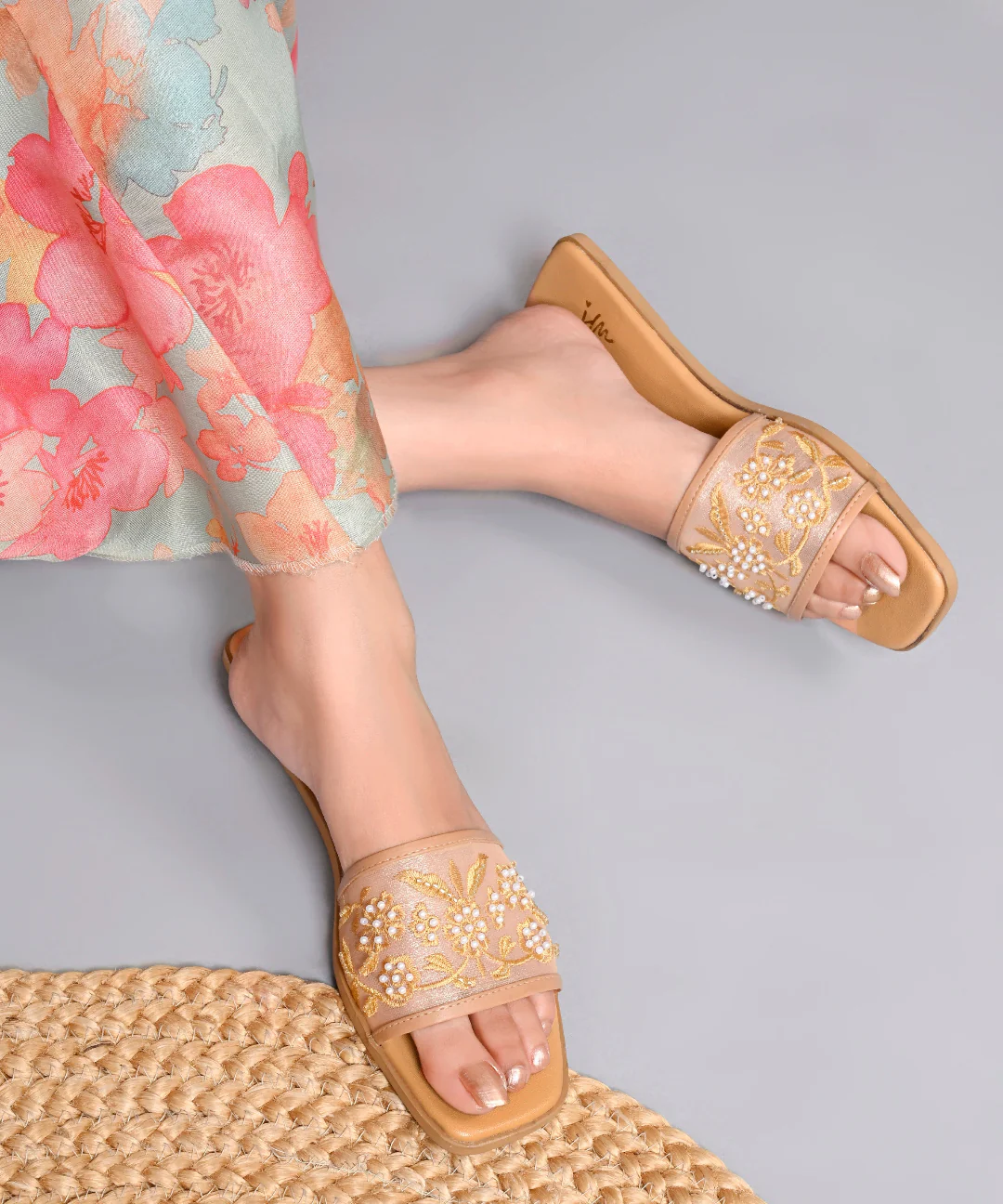 Floral Embroidered Flats Slippers - Image 5