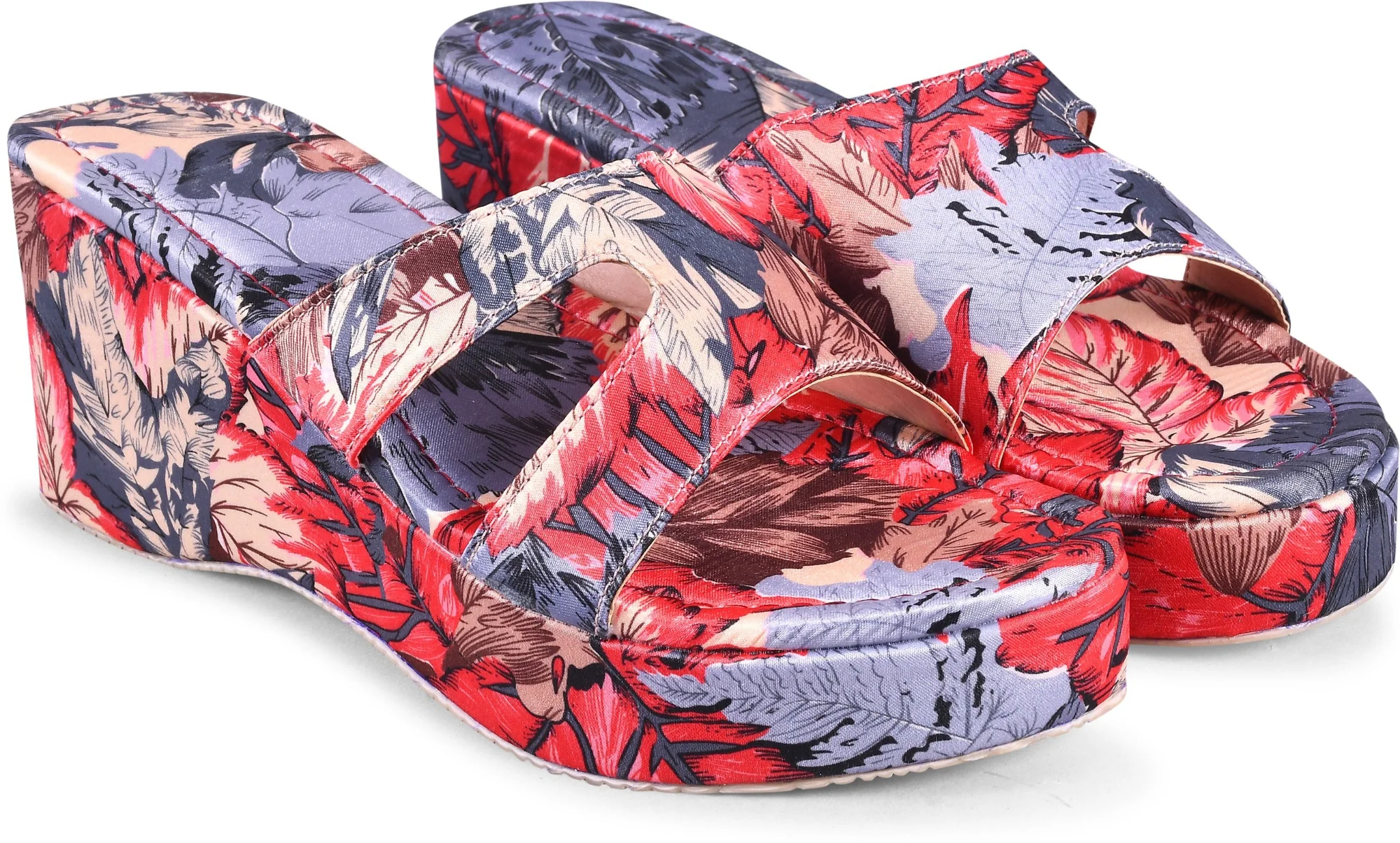 Platform Wedge Heels for Women Floral Printed Open Toe Sandals - Image 11