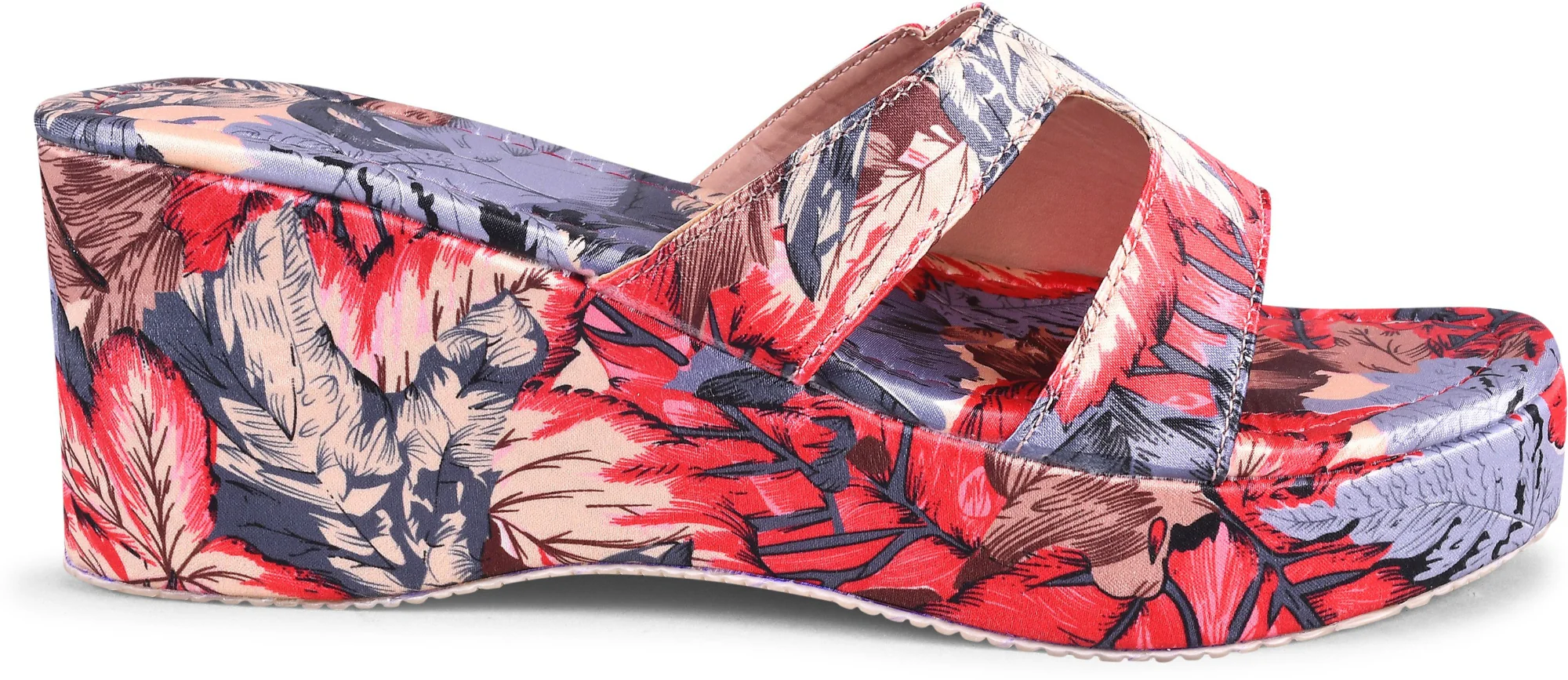 Platform Wedge Heels for Women Floral Printed Open Toe Sandals - Image 12