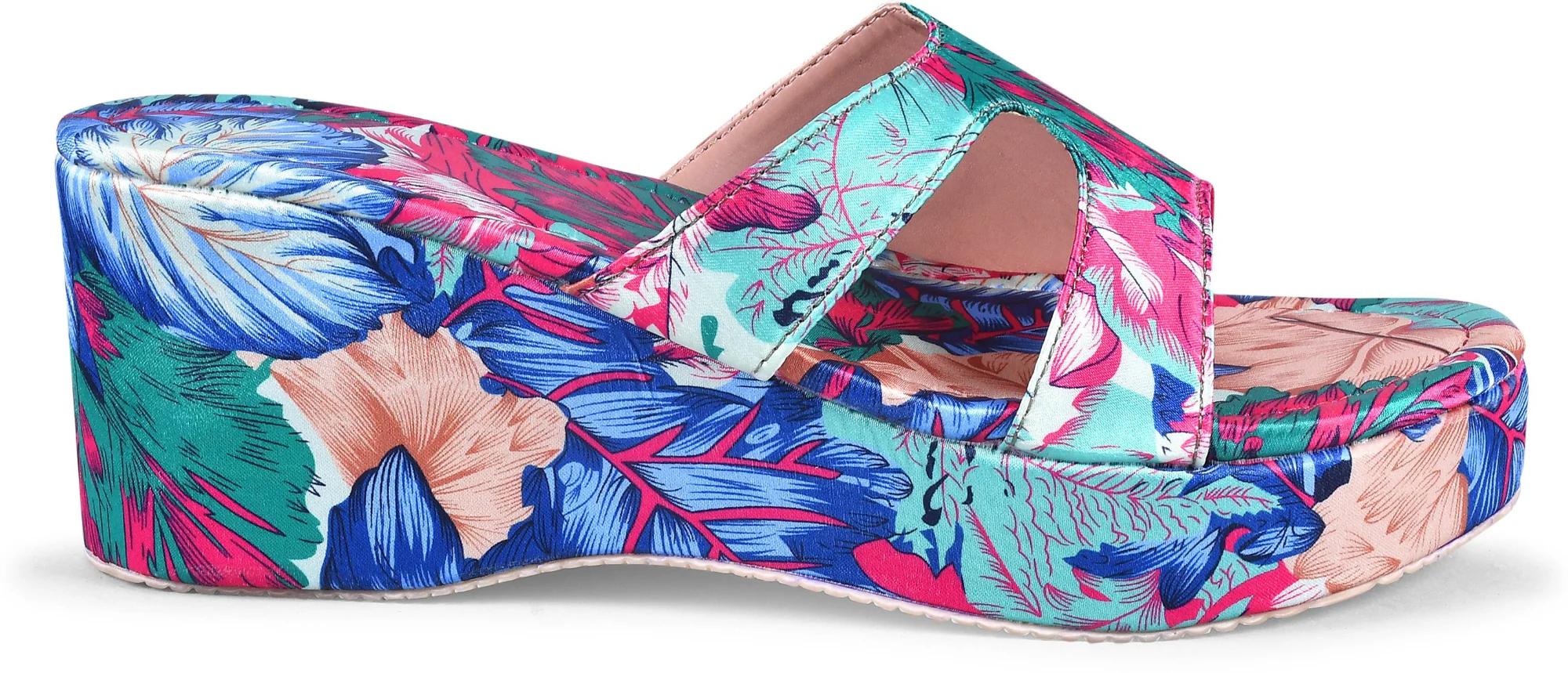 Platform Wedge Heels for Women Floral Printed Open Toe Sandals - Image 4