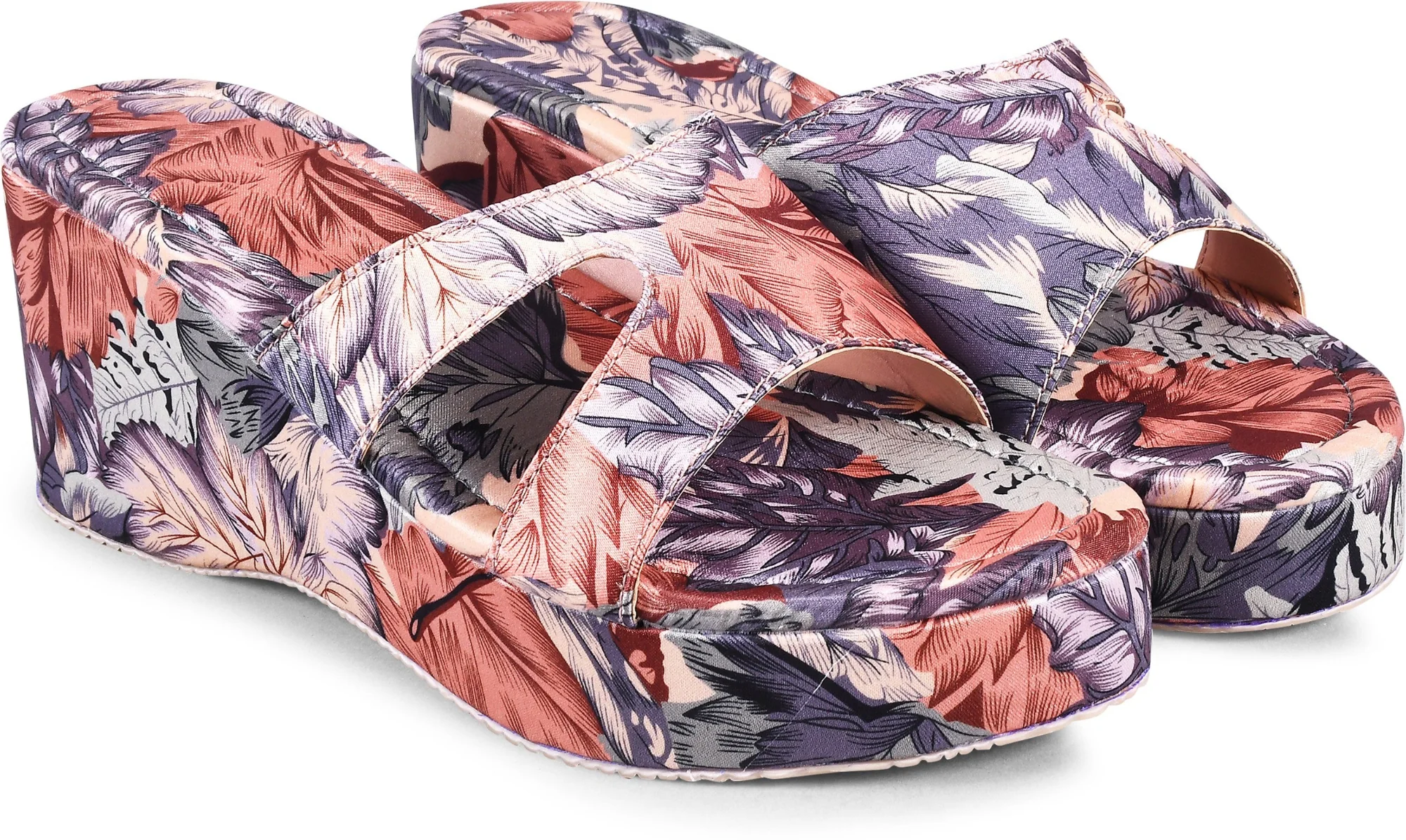Platform Wedge Heels for Women Floral Printed Open Toe Sandals - Image 7