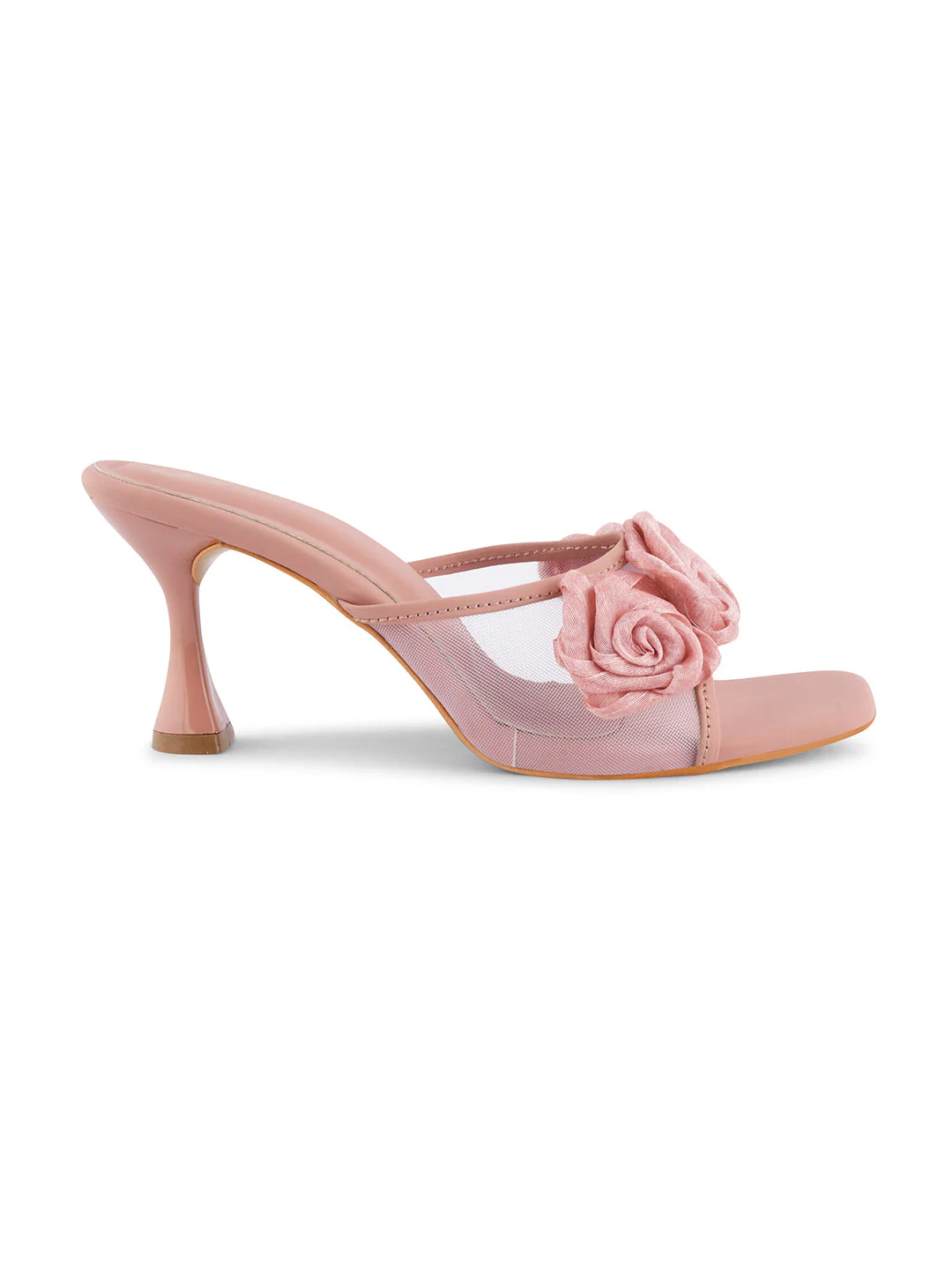 Floral Rosette Kitten Mule Heels for Women with Open Square Toe - Image 15
