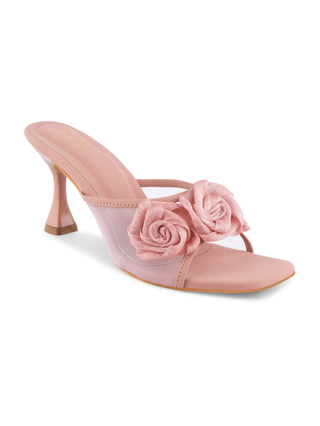 Floral Rosette Kitten Mule Heels for Women with Open Square Toe - Image 16