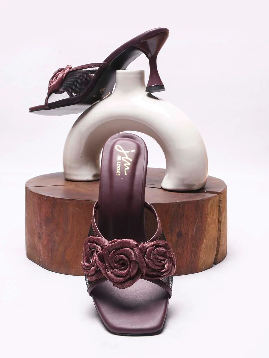 Floral Rosette Kitten Mule Heels for Women with Open Square Toe - Image 18