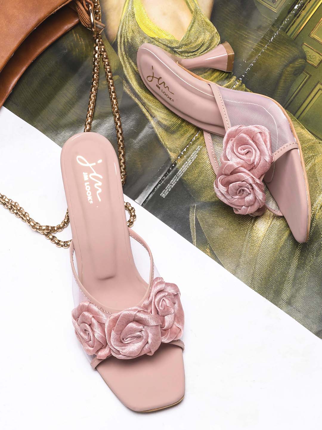 JM Looks Floral Heeled Mules - Image 11