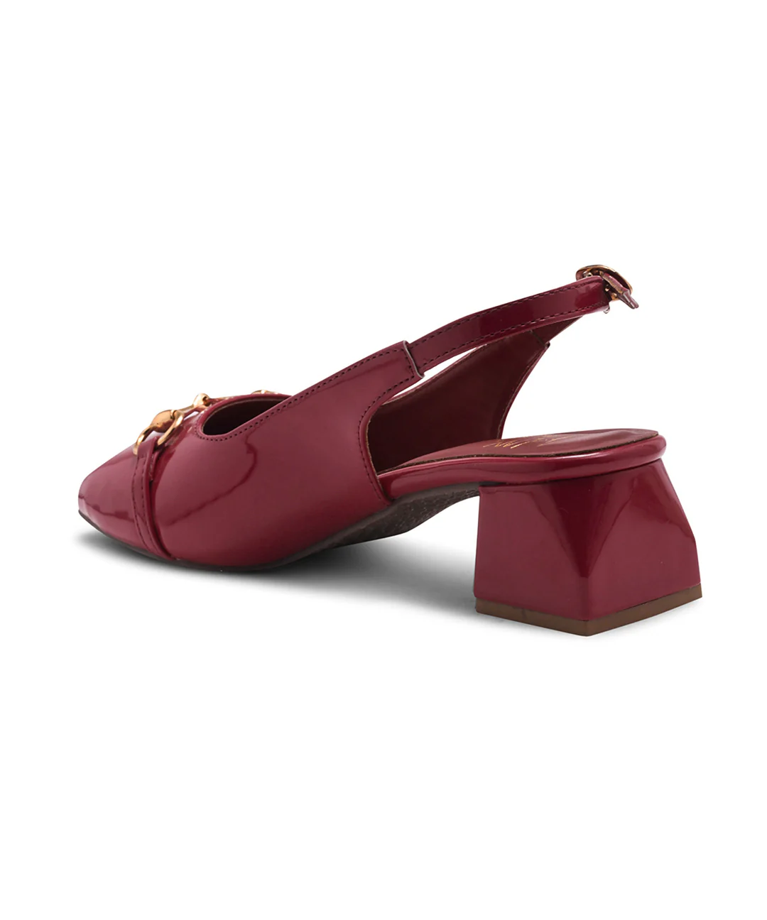 JM Looks Glossy Black Square-Toe Slingback Block Heels - Image 12