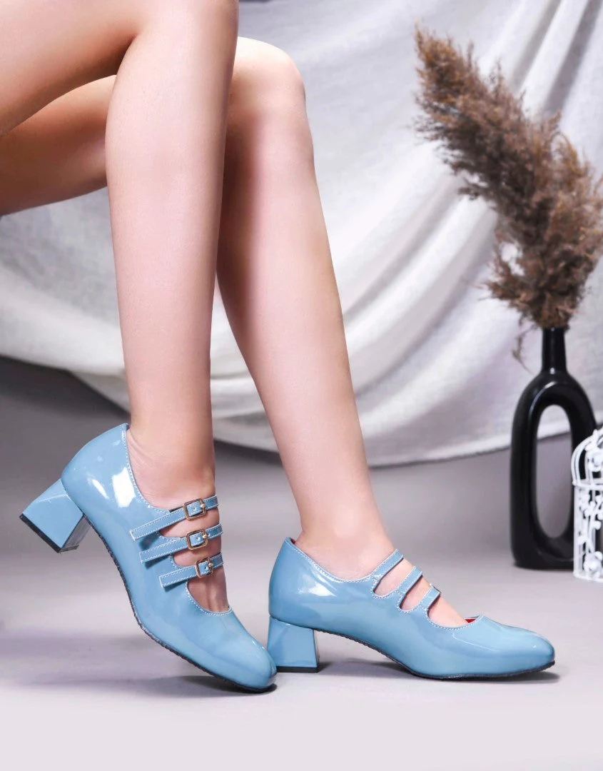 JM Looks Triple-Strap Buckle Mary Jane Shoes Heels - Image 11