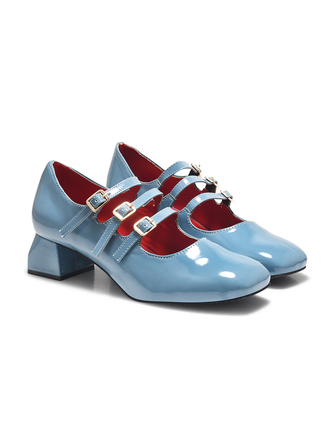 JM Looks Triple-Strap Buckle Mary Jane Shoes Heels - Image 12