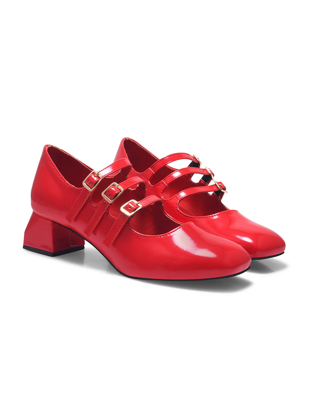 JM Looks Triple-Strap Buckle Mary Jane Shoes Heels - Image 17