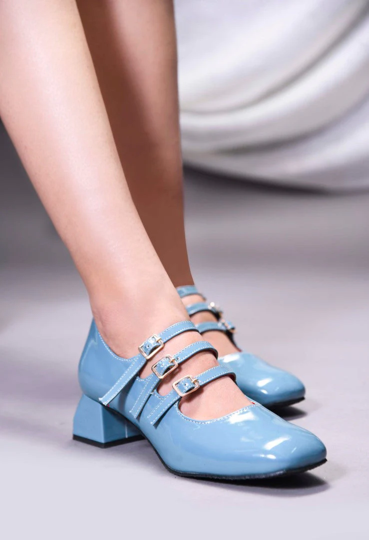 JM Looks Triple-Strap Buckle Mary Jane Shoes Heels - Image 9