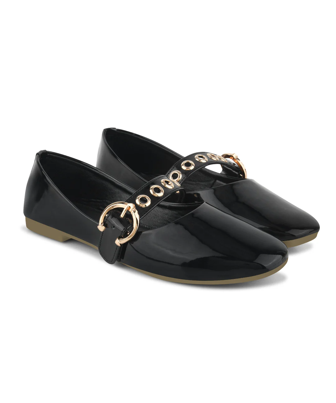 Glossy Chain-Detail Ballet Loafers - Image 11