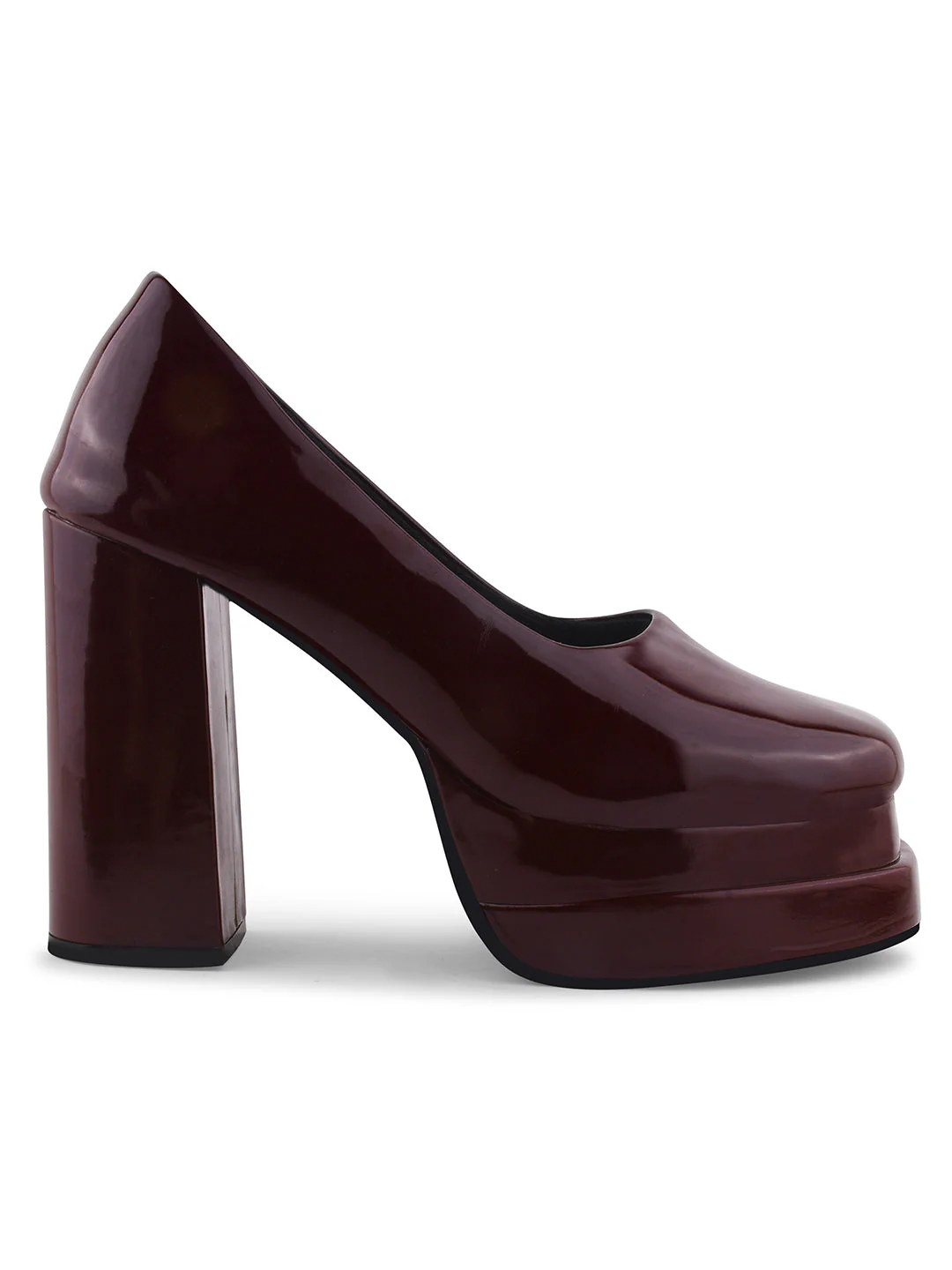 JM Looks Glossy Mary Jane Chunky Platform High Heels Closed Toe - Image 12