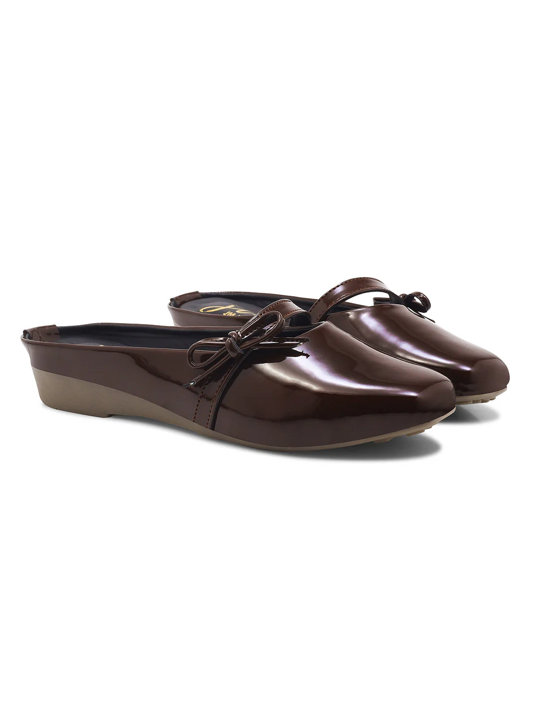 Glossy Slip-On Loafers With Bow - Image 7
