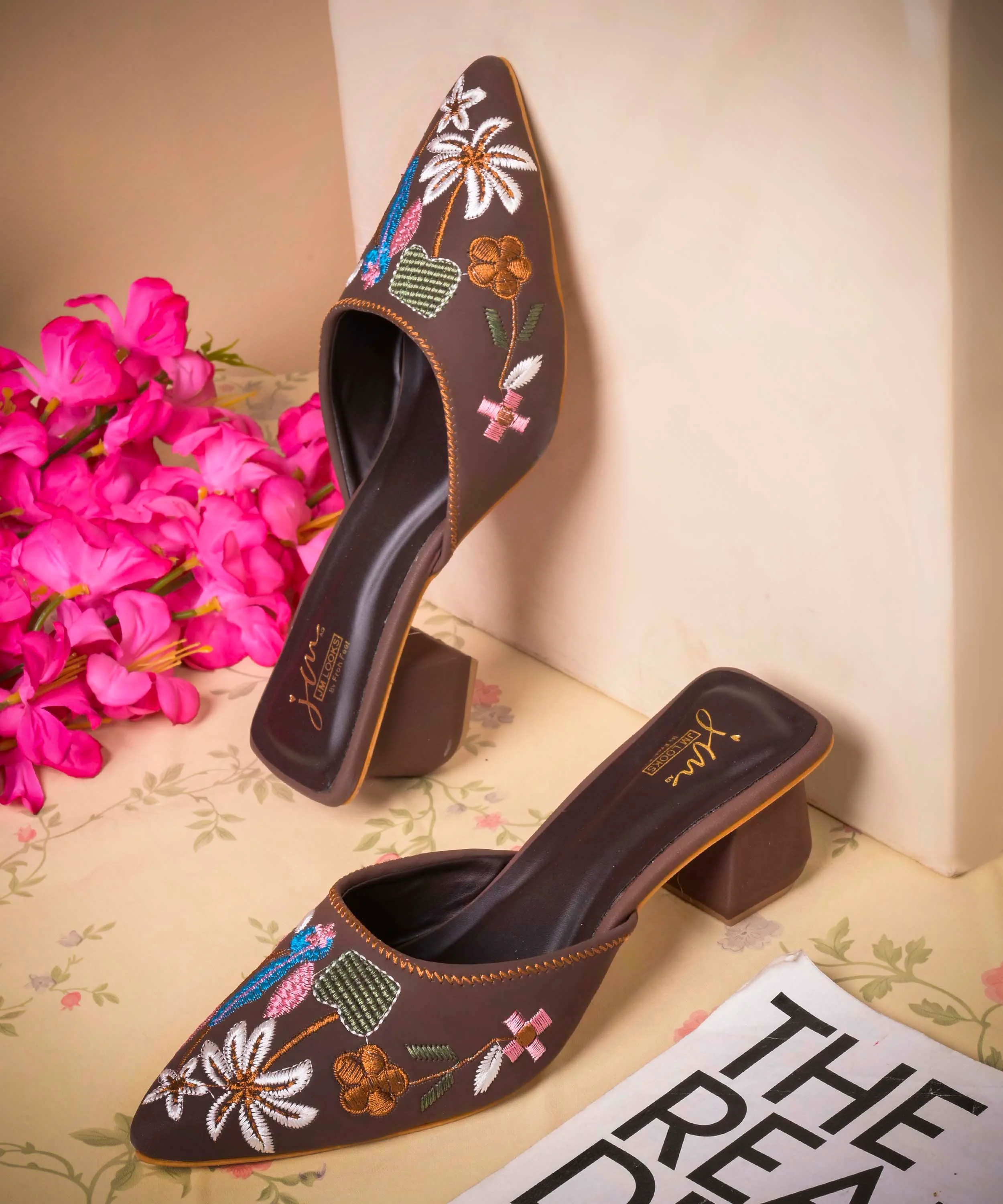 Handcrafted Embroidered Slip-On Heels