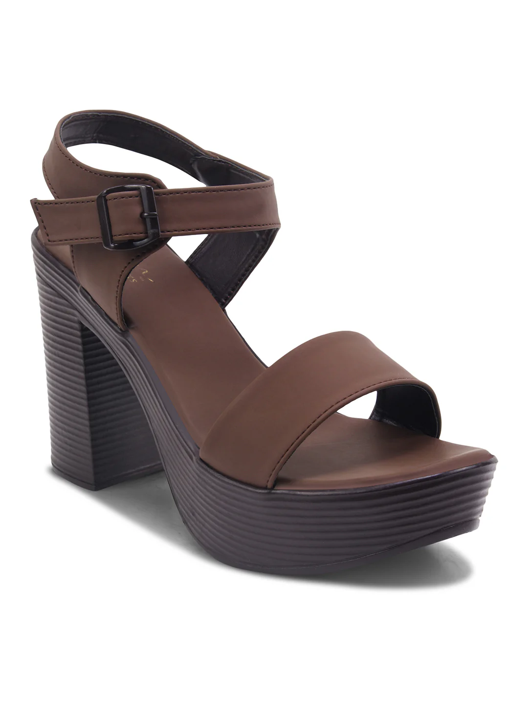 High Block Heel Platform Sandals with Adjustable Strap - Image 11