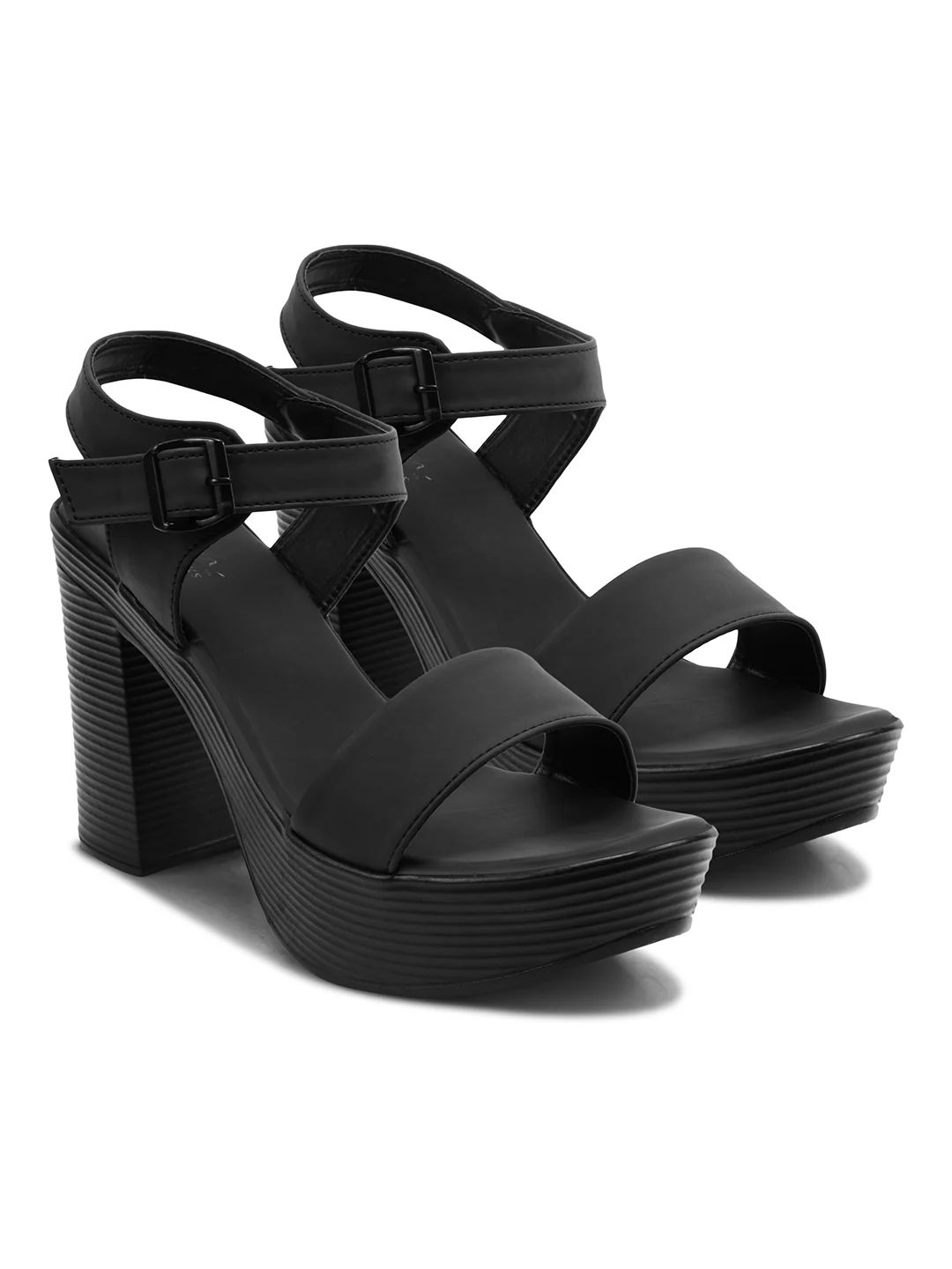High Block Heel Platform Sandals with Adjustable Strap - Image 6