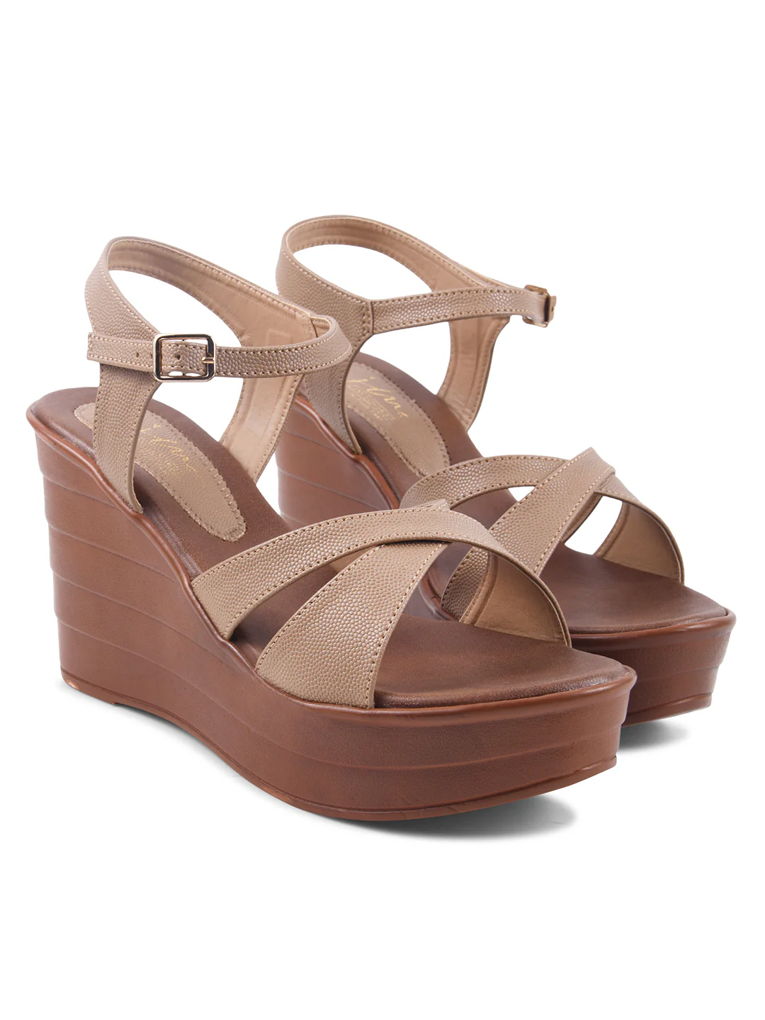 JM Looks High Wedge Sandals with Crisscross Straps - Image 17
