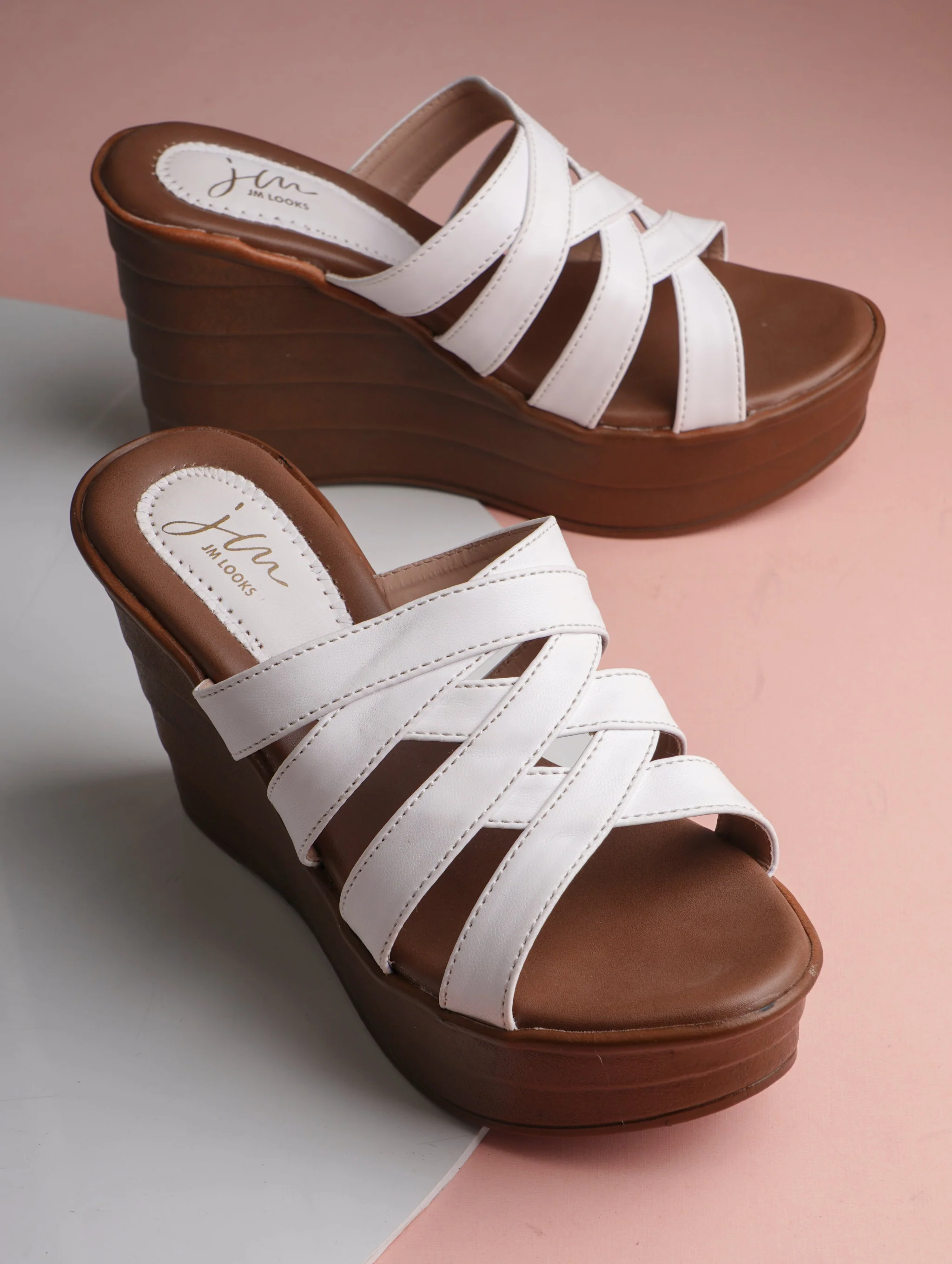 Strappy Crisscross Platform Wedge Heels for Women, Open Toe Slip-On - Image 5