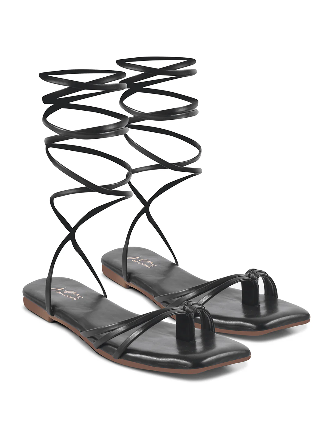 Lace-Up Gladiator Flats Sandals with Toe Ring Design - Image 6