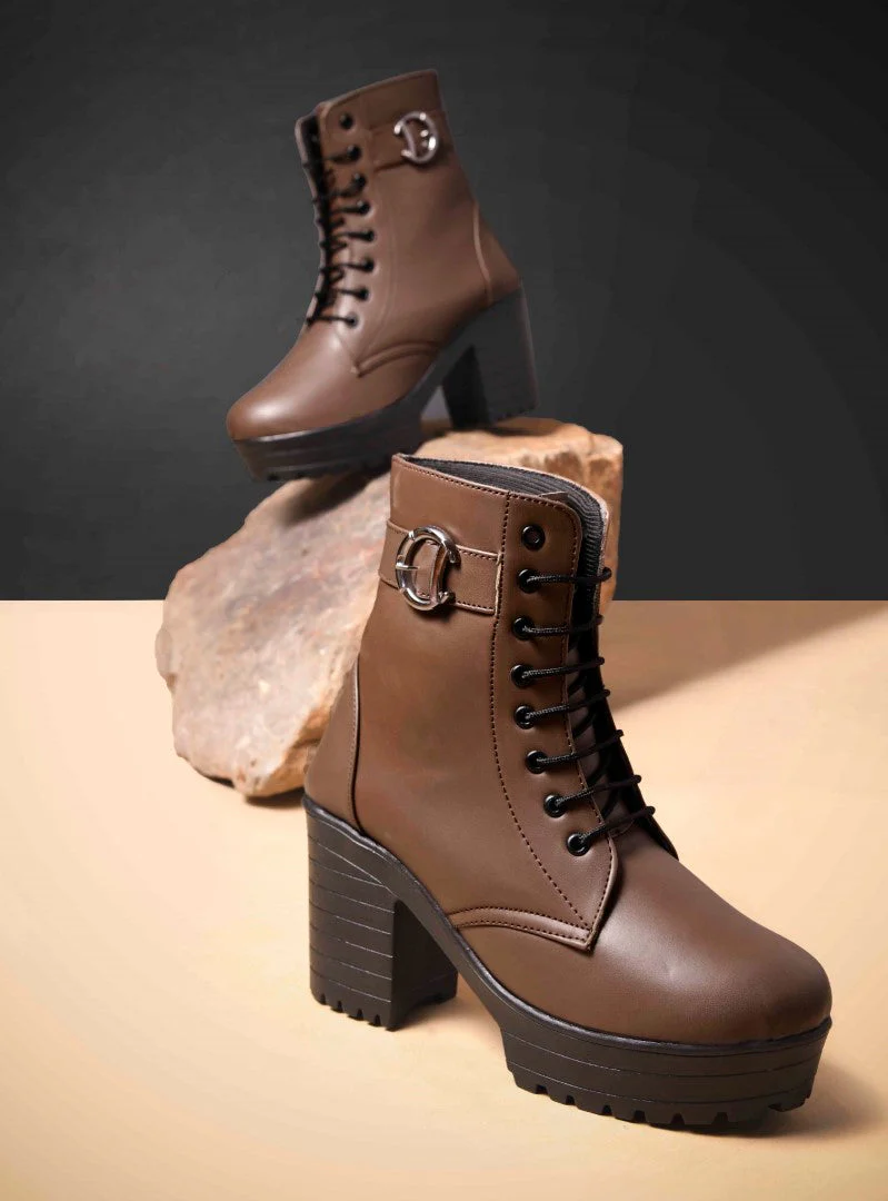Jm Looks Trendy Lace-Up Combat Boots for Women & Girls