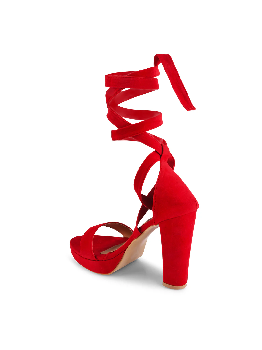 Velvet Strap Lace Up Heels - Image 6