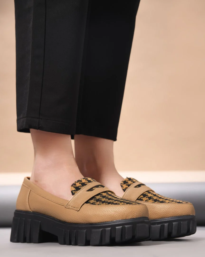 Textured Loafers With Woven Design