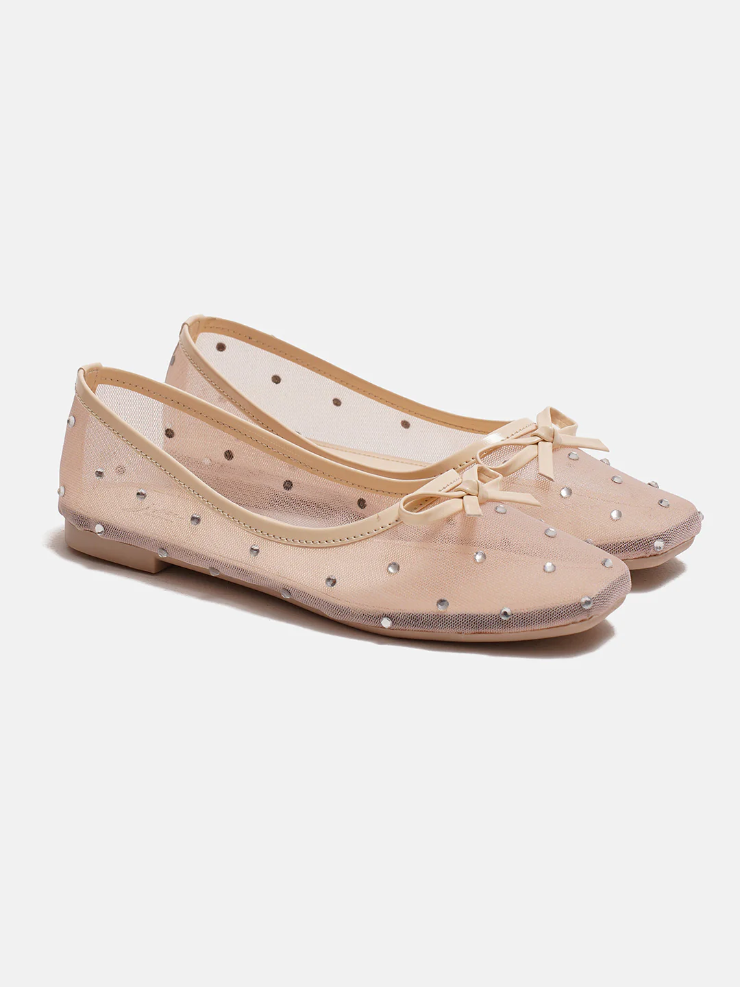 JM Looks Mesh Dotted Ballet Flat with Bow Accent - Image 19