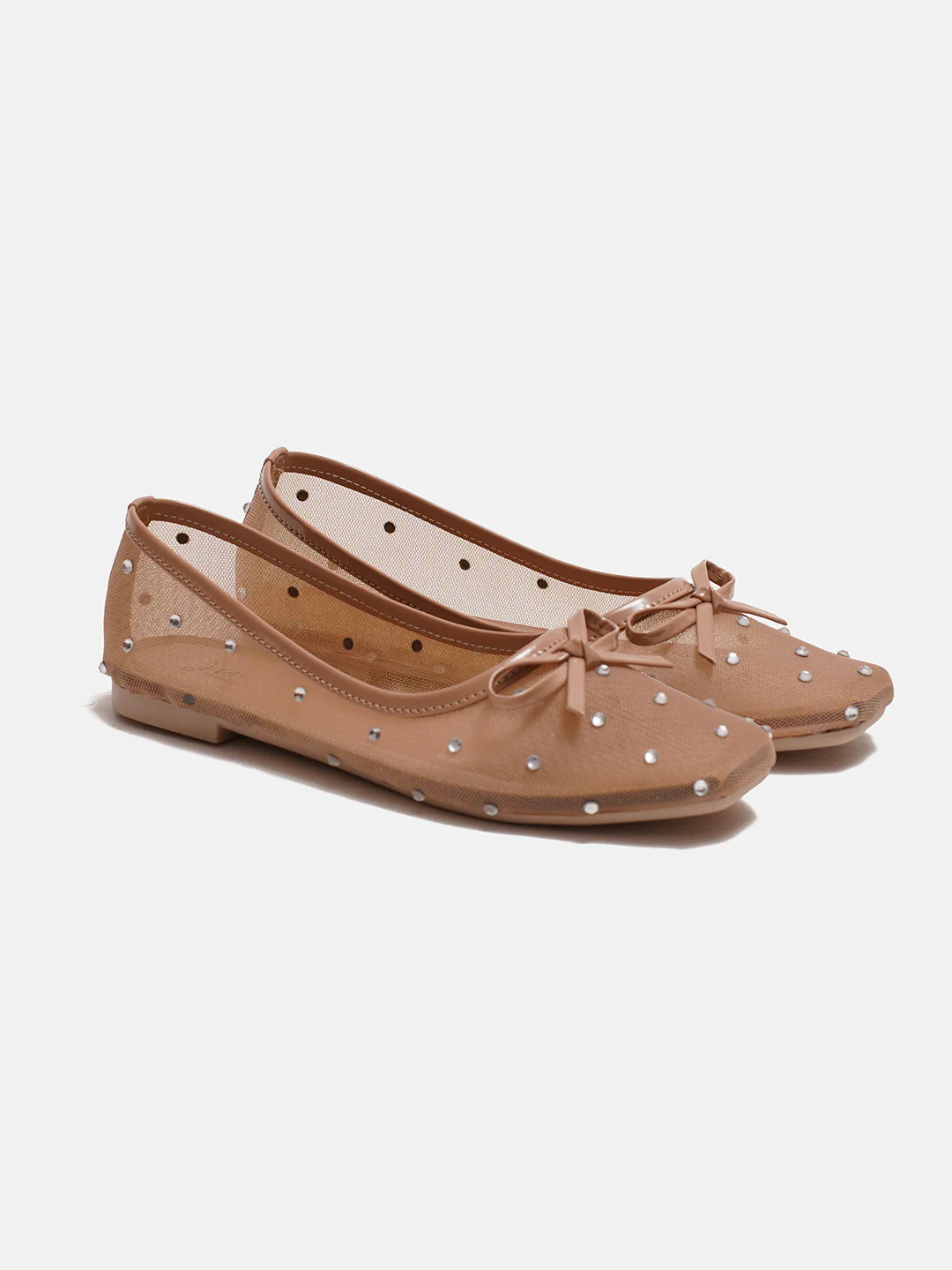 JM Looks Mesh Dotted Ballet Flat with Bow Accent - Image 5
