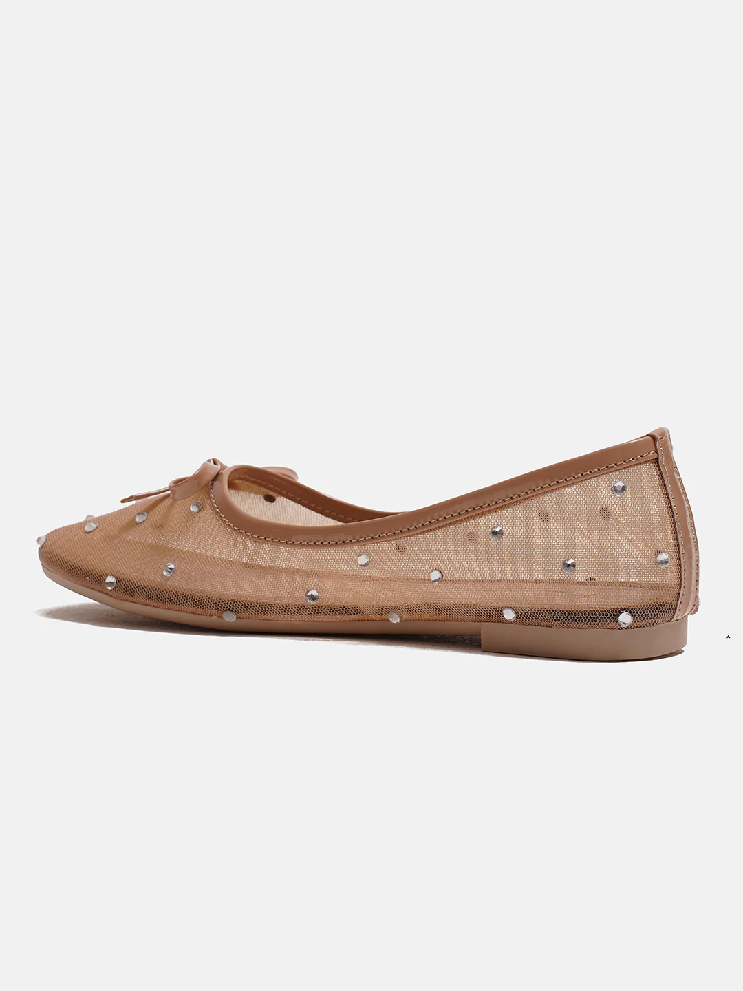 JM Looks Mesh Dotted Ballet Flat with Bow Accent - Image 6