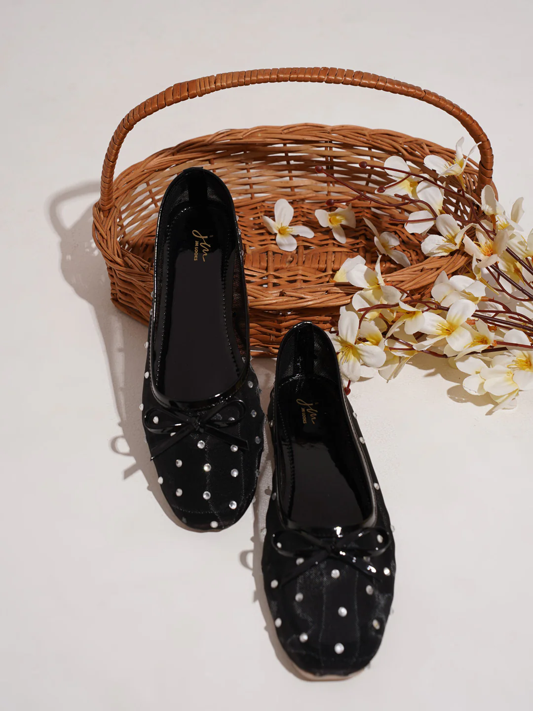 JM Looks Mesh Dotted Ballet Flat with Bow Accent - Image 7
