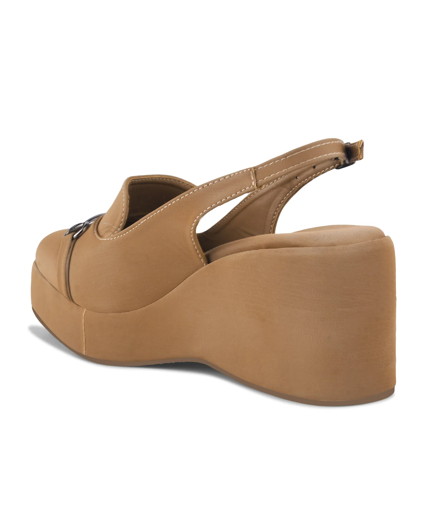Platform Wedge Slingback Shoes with Metal Chain Detail for Women - Image 8
