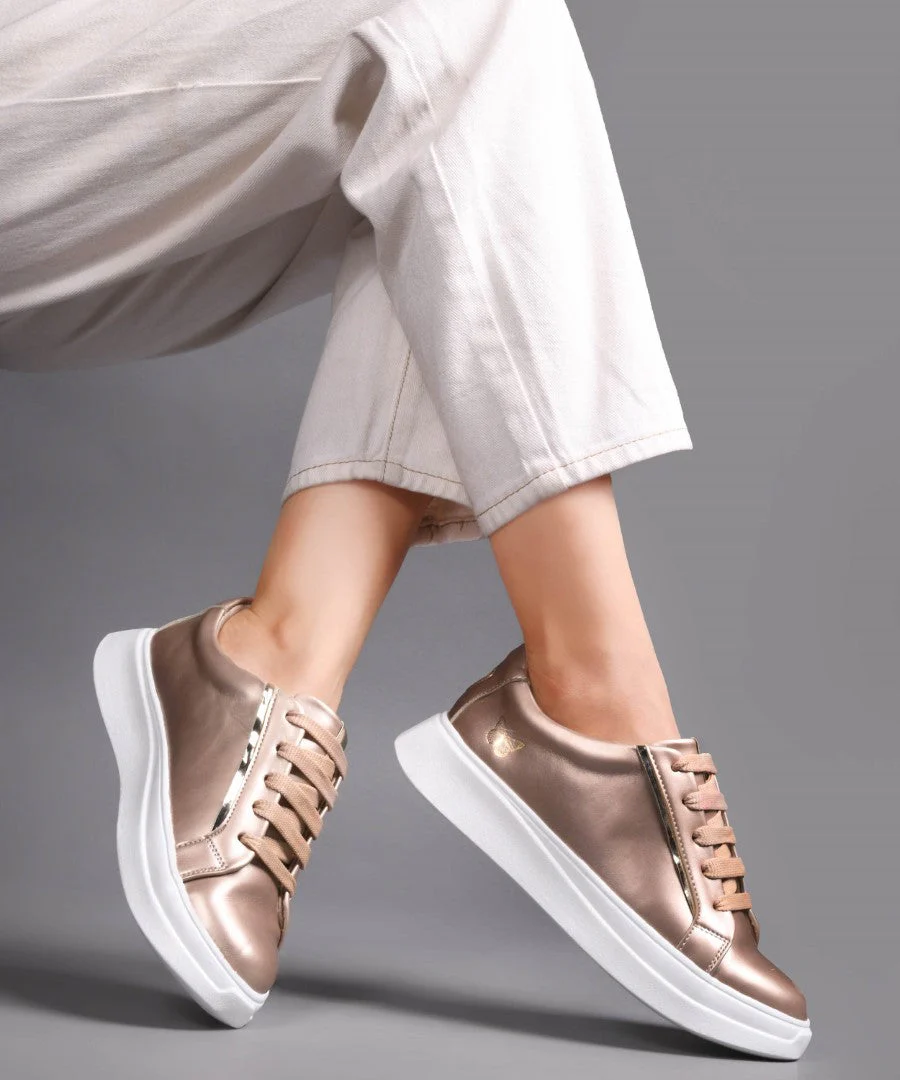 Metallic Sneakers for Women | Lace-Up Chunky Sole - JM Looks - Image 4