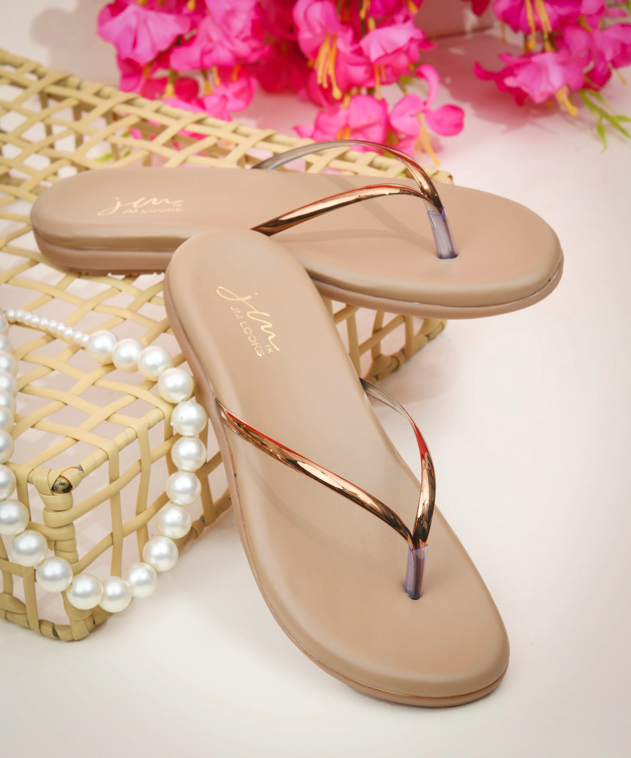 Metallic Strap Comfort Flip Flops - Image 3