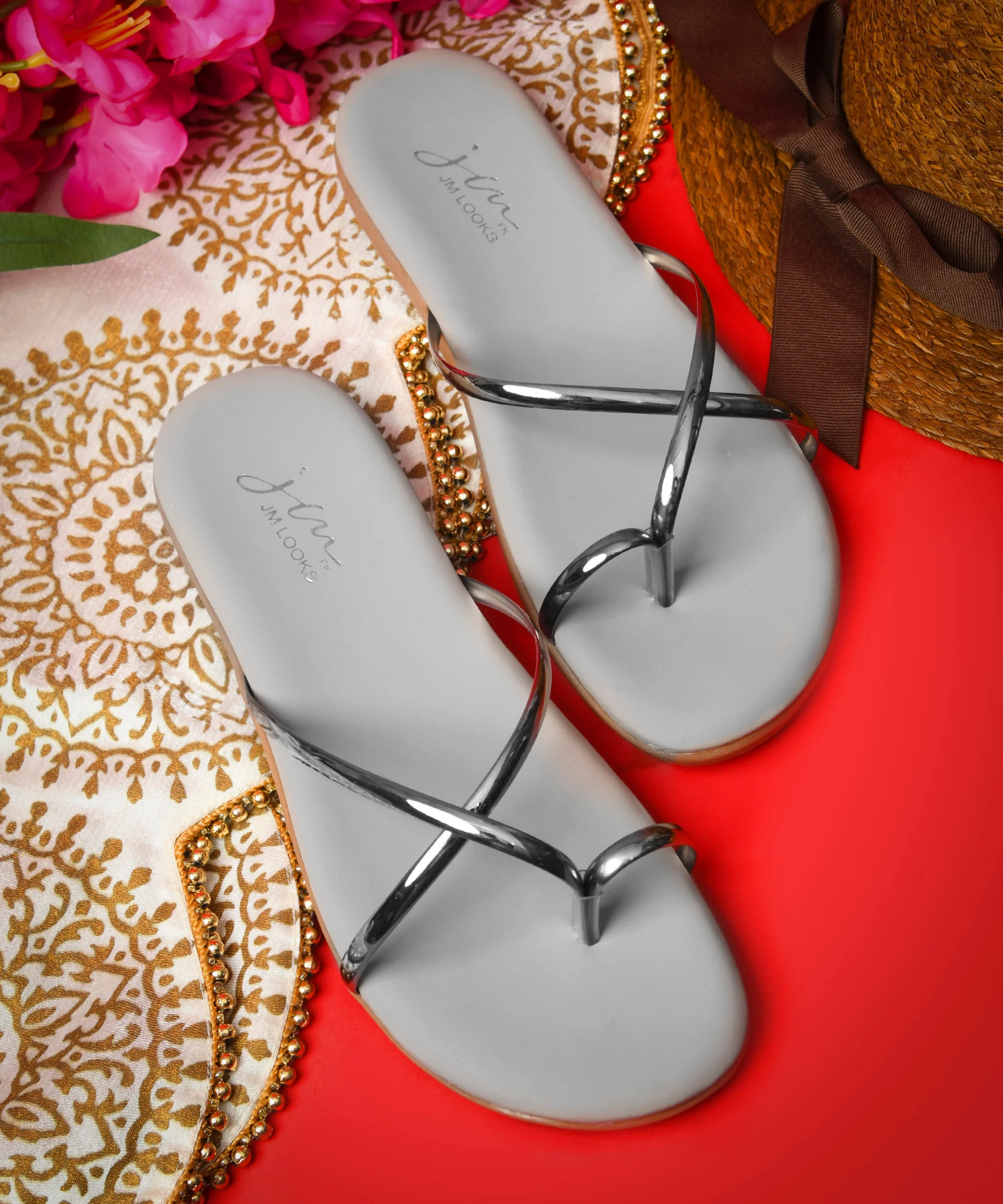 JM Looks Metallic Strap Flats Toe Ring Sandals - Image 14