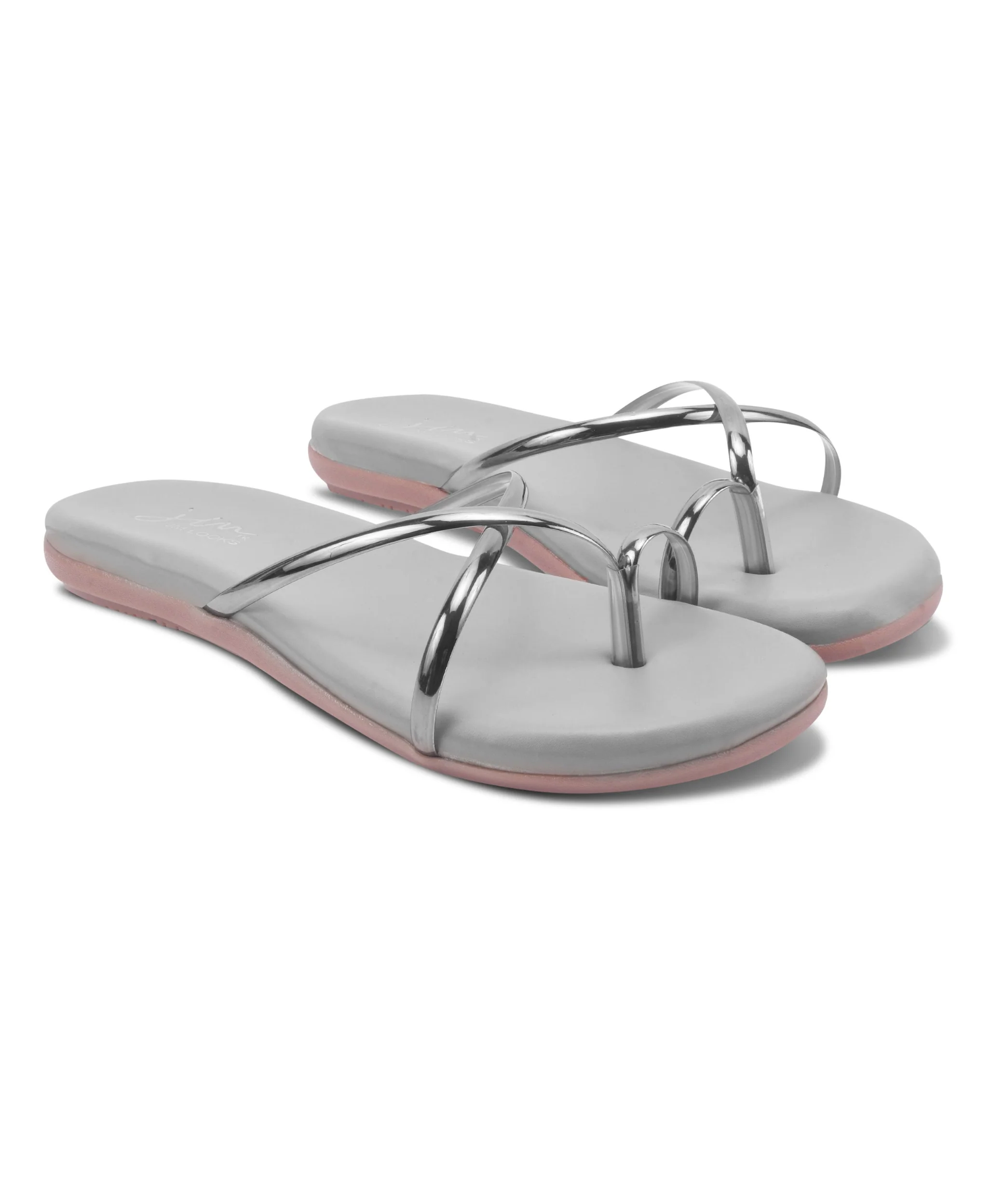 JM Looks Metallic Strap Flats Toe Ring Sandals - Image 17